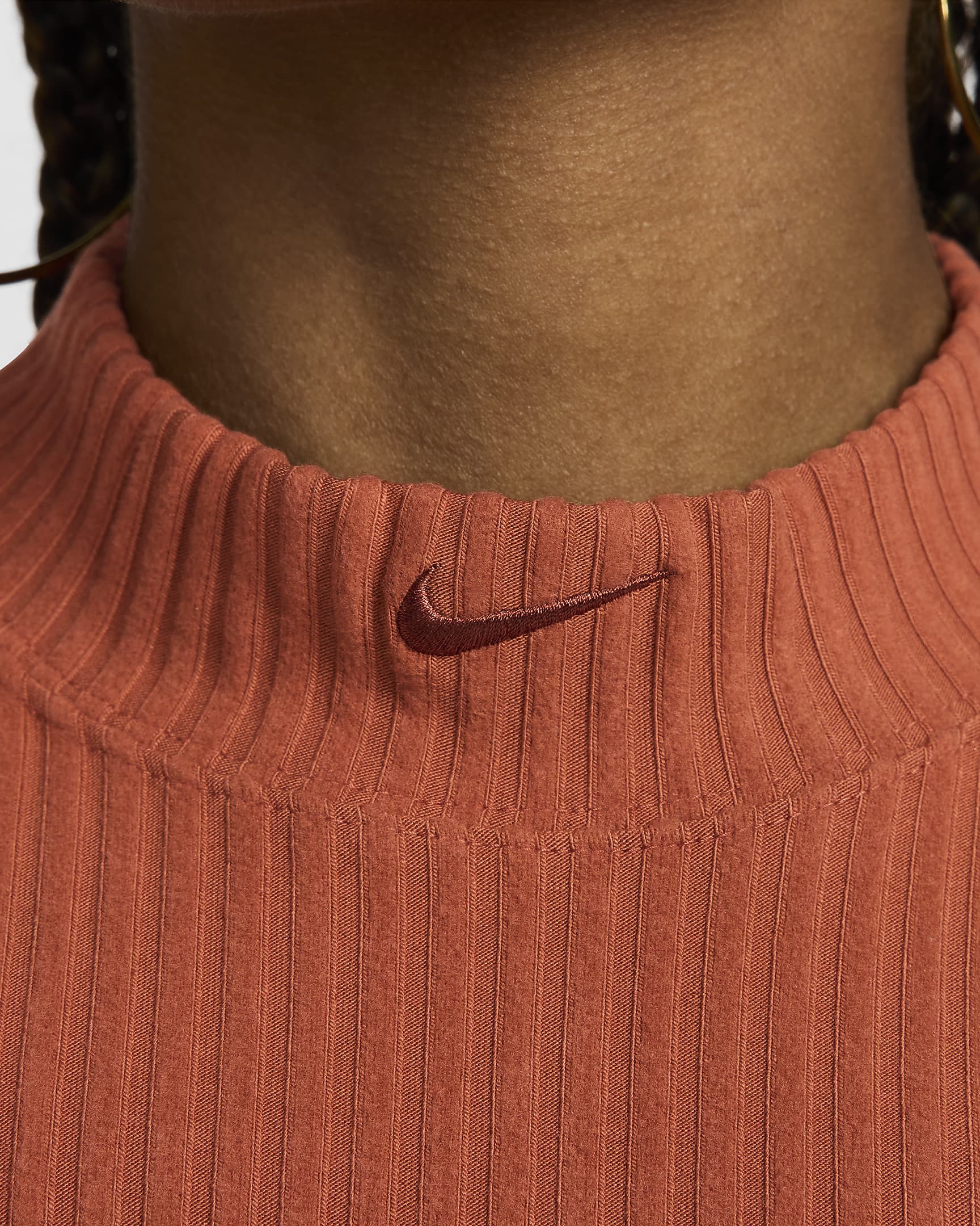 Nike Sportswear Chill Rib Women's Tight Mock-Neck Cropped Tank Top - Burnt Sunrise/Burnt Sunrise