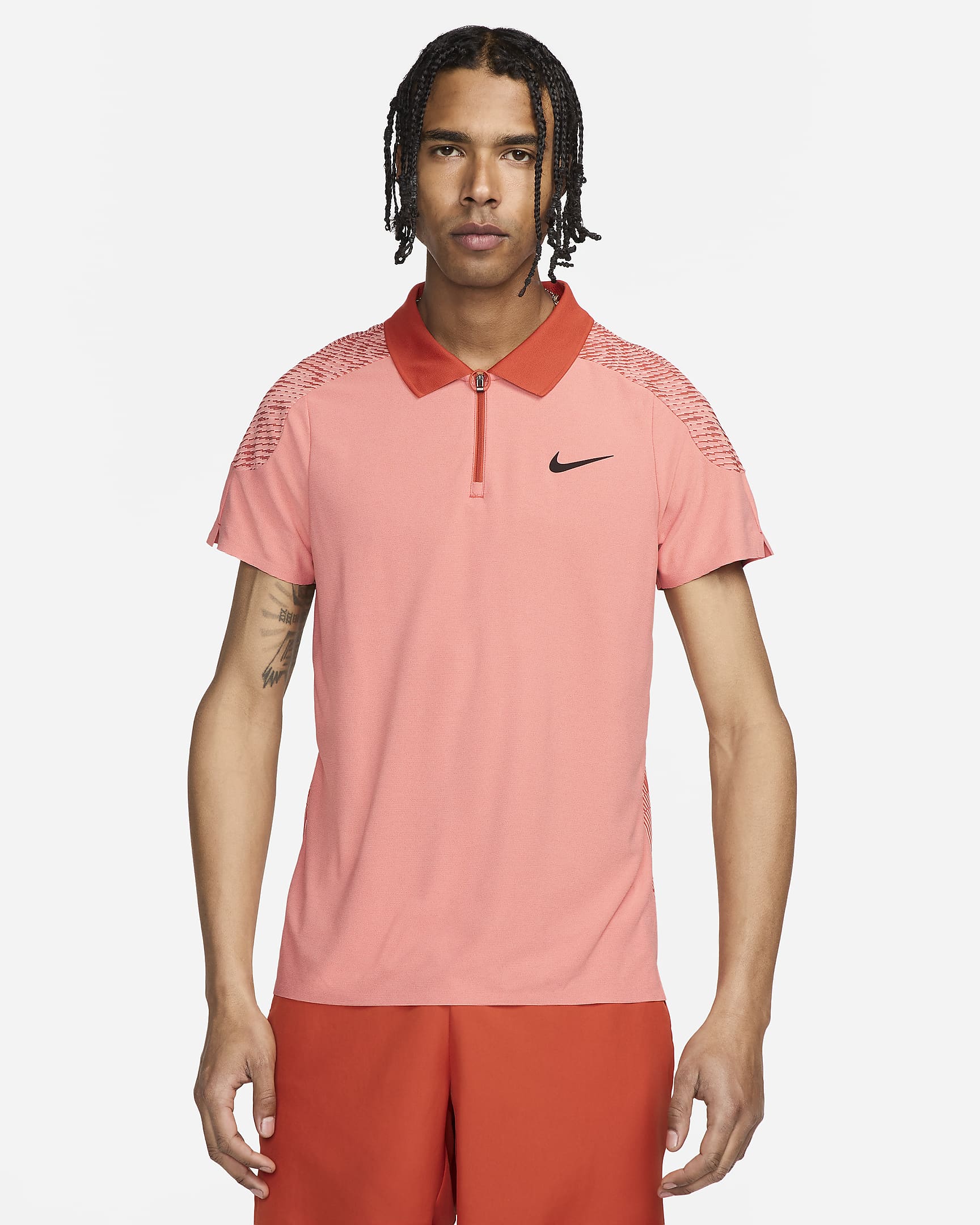 Nike Slam Men's Dri-FIT ADV Tennis Polo - Pink Quartz/Rust Factor/Black