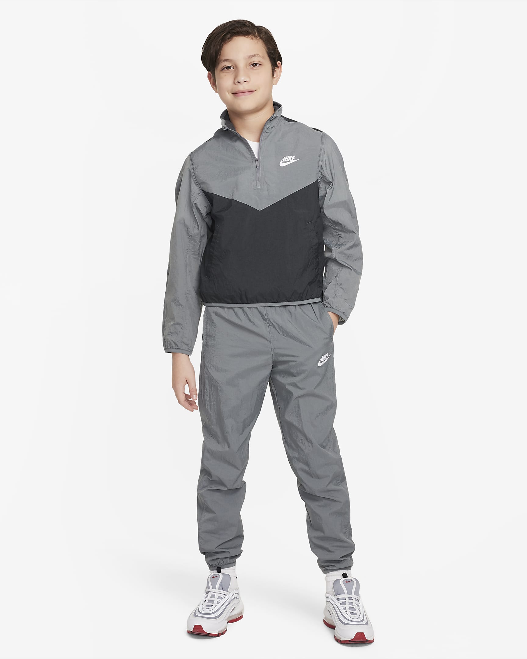 Nike Sportswear Older Kids' Tracksuit - Smoke Grey/Anthracite/White