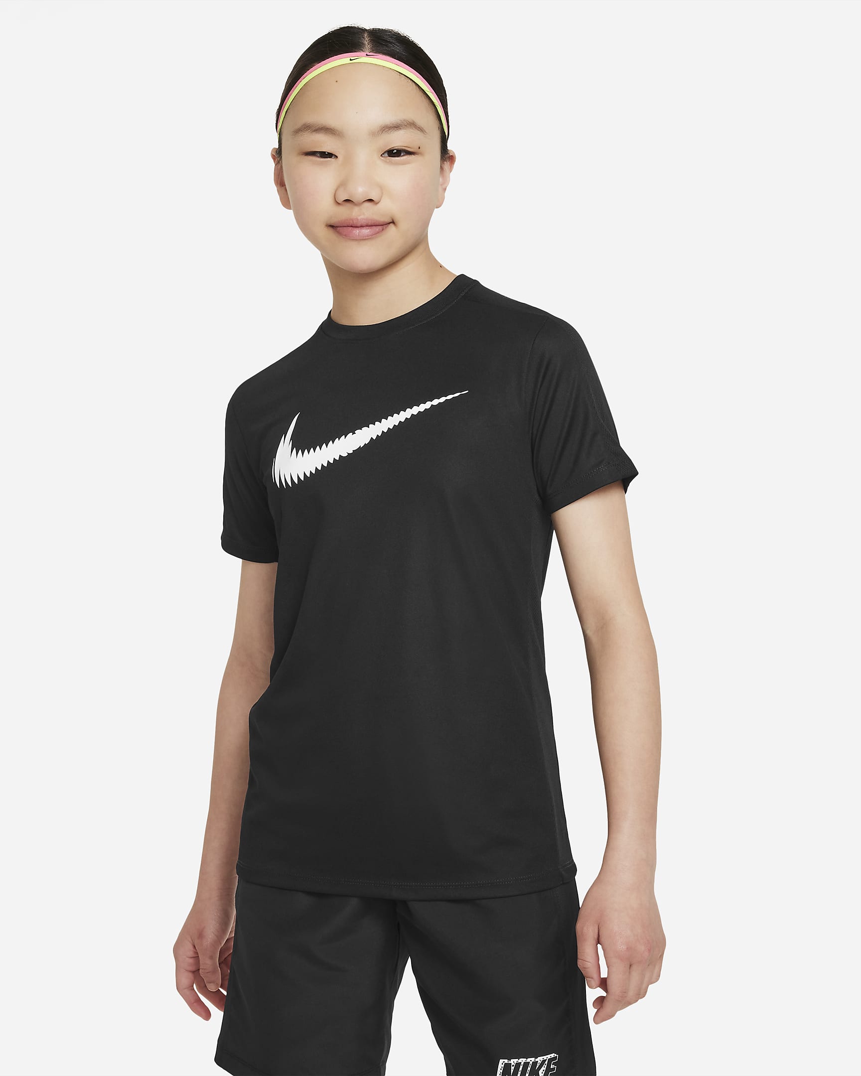 Playera de manga corta Dri-FIT para niños talla grande Nike Trophy23 - Negro/Blanco