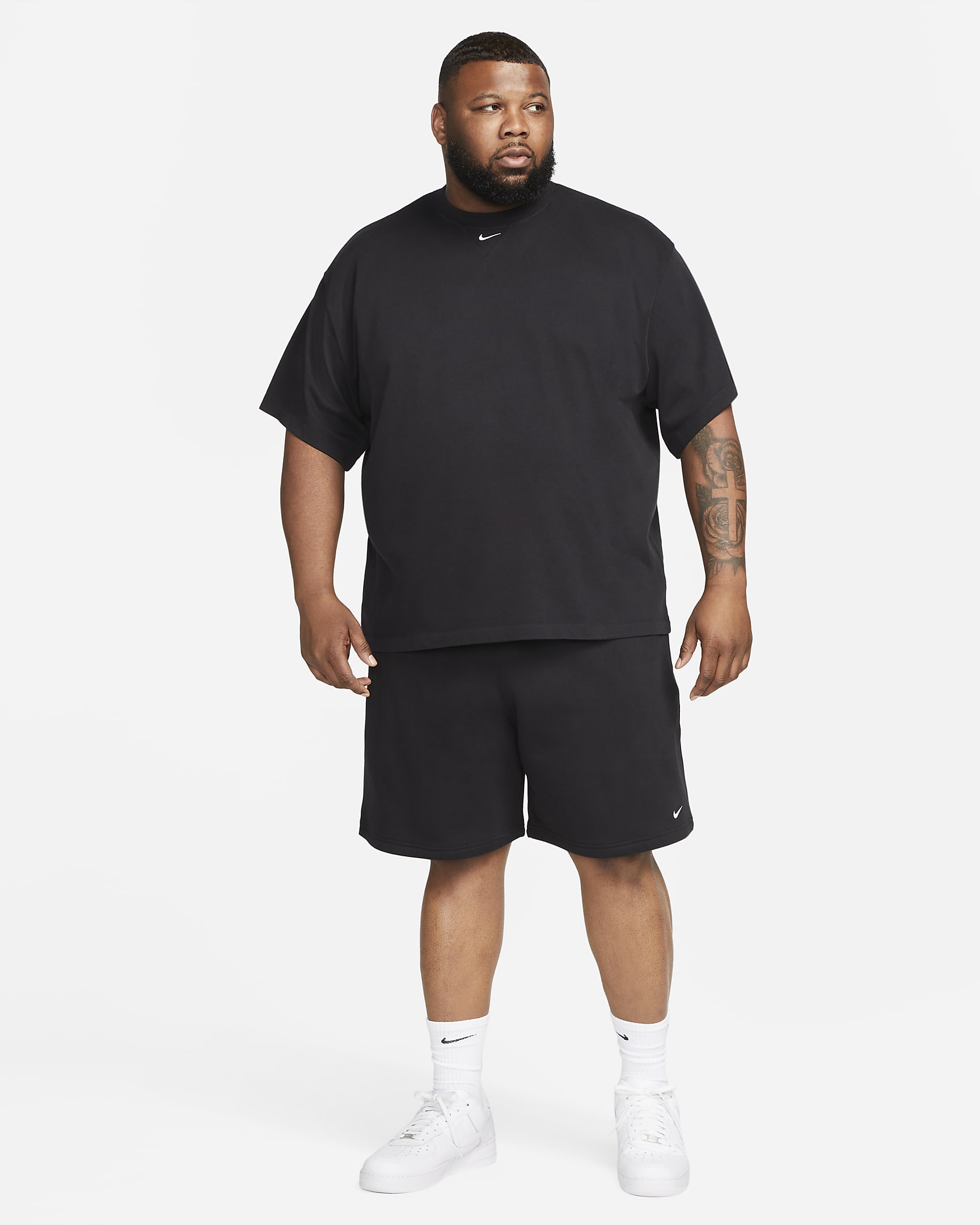 Nike Solo Swoosh Men's Short-Sleeve Heavyweight Top - Black/White