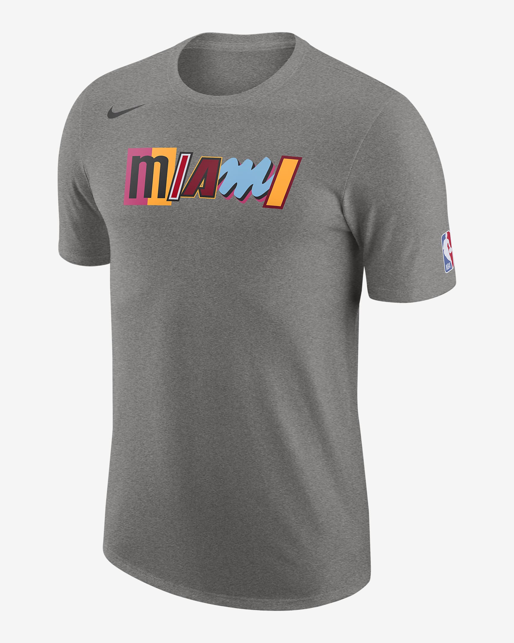 Playera con logotipo de la NBA Nike para hombre Miami Heat City Edition - Gris oscuro jaspeado