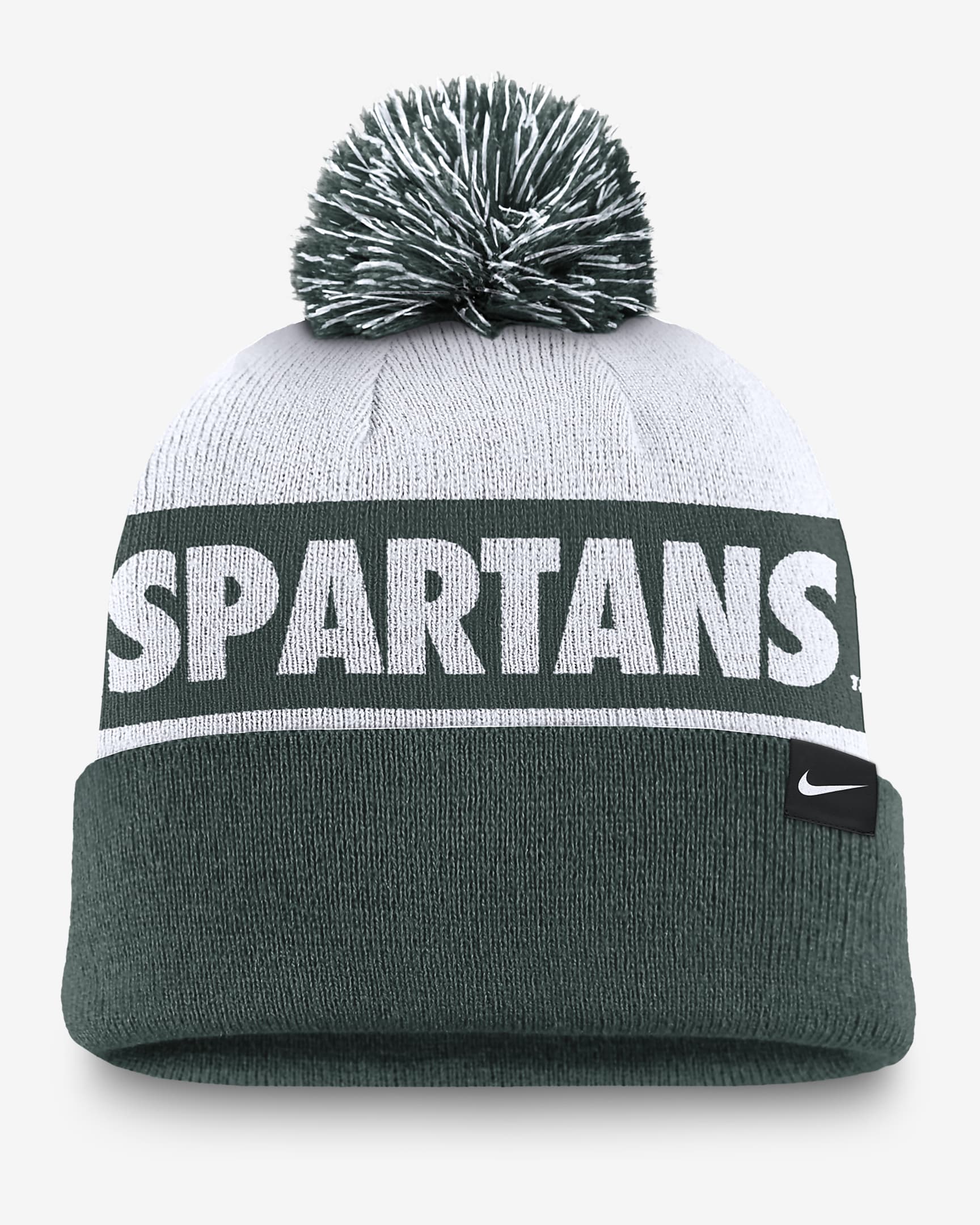 Michigan State Spartans Primetime Peak Men's Nike College Cuffed Pom Beanie - Pro Green