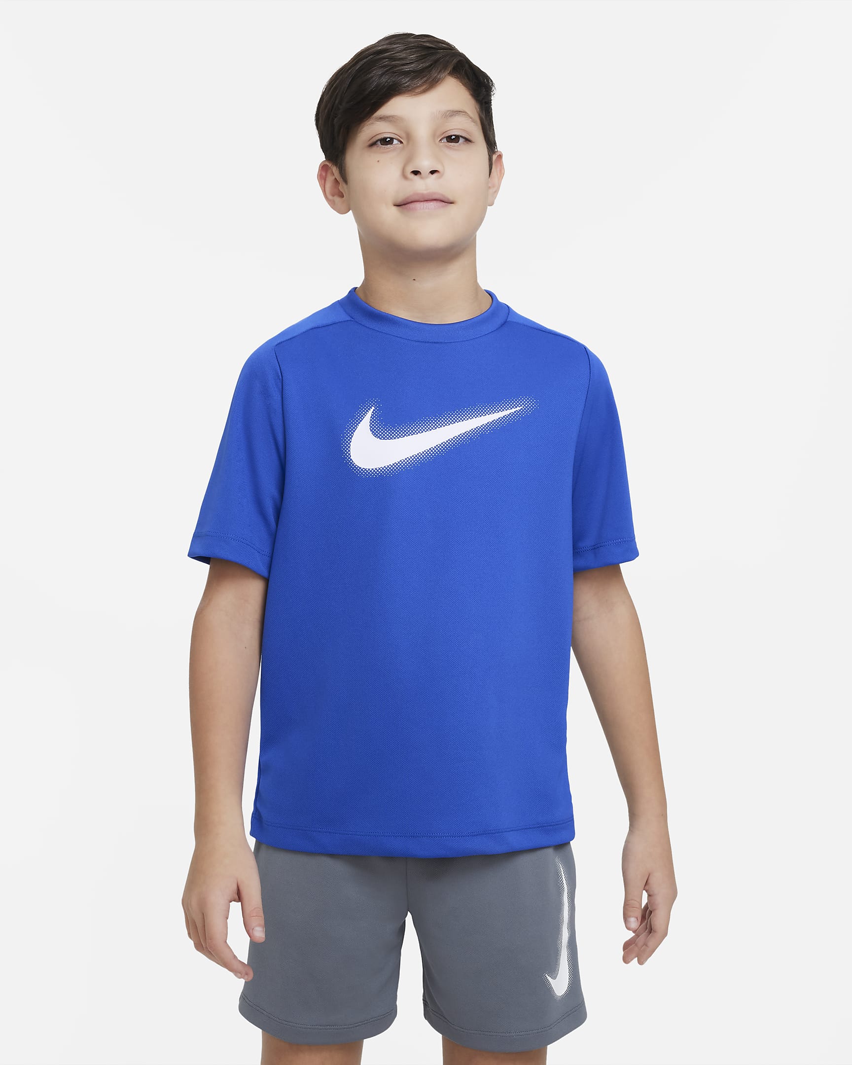 Nike Multi Dri-FIT trainingstop met graphic voor jongens - Game Royal/Wit