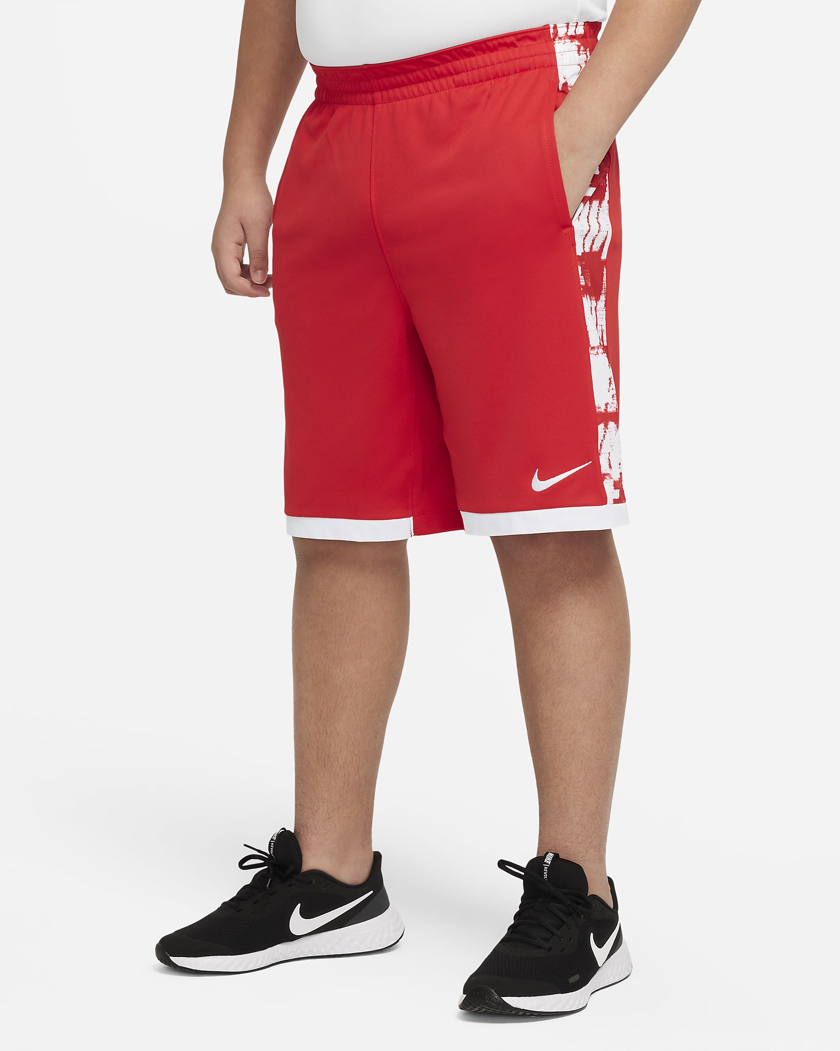 Nike Dri-FIT Trophy Big Kids' (Boys') Printed Training Shorts (Extended Size) - University Red/White/White