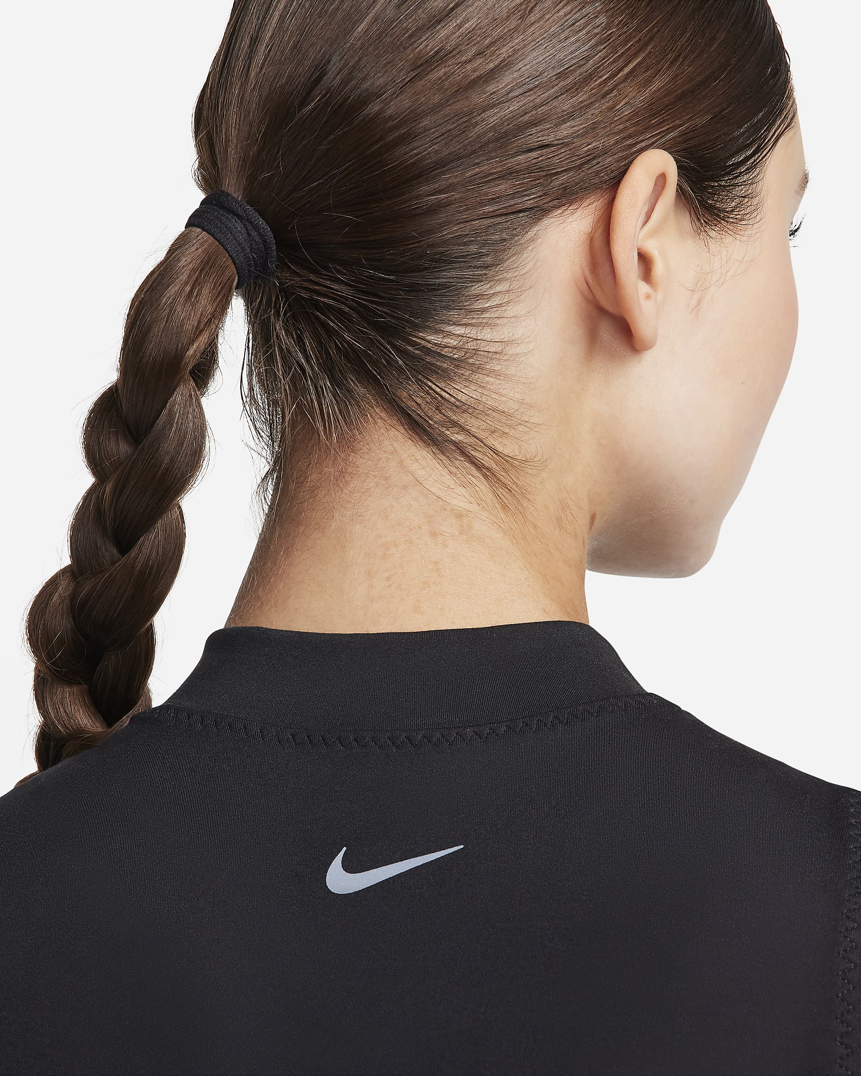 Nike One Fitted Dri-FIT kort singlet med høy hals til dame - Svart