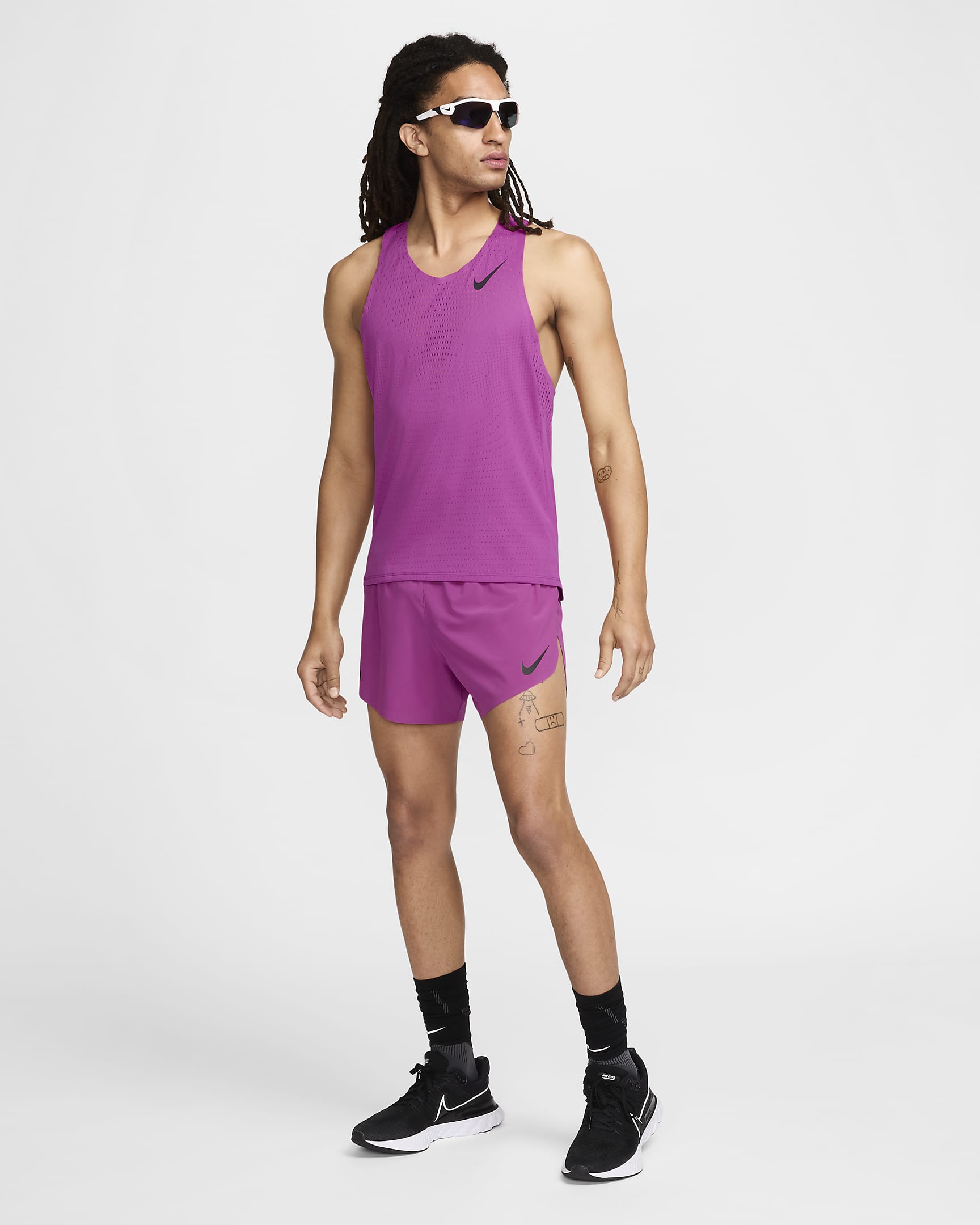 Short de running avec sous-short intégré 10 cm Dri-FIT ADV Nike AeroSwift pour homme - Hot Fuchsia/Noir