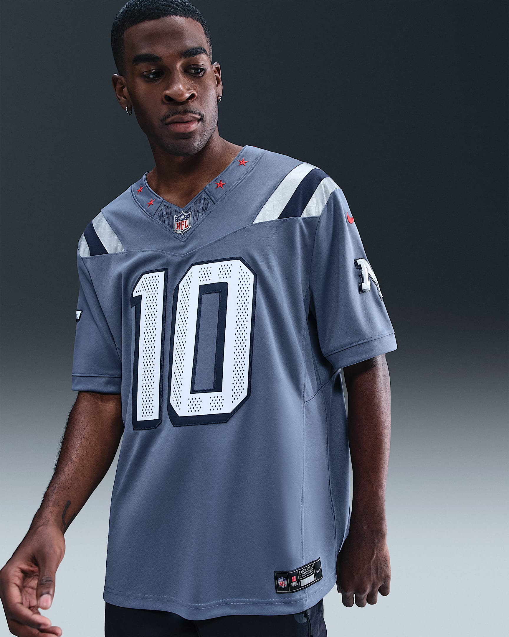 Jersey Nike Dri-FIT de la NFL Limited para hombre Drake Maye New England Patriots Rivalries Collection - Azul
