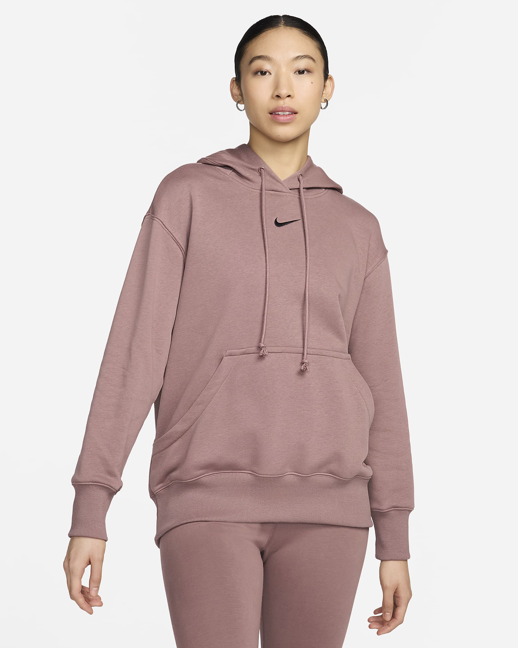 Nike Sportswear Phoenix Fleece Women's Oversized Pullover French Terry Hoodie - Smokey Mauve/Black