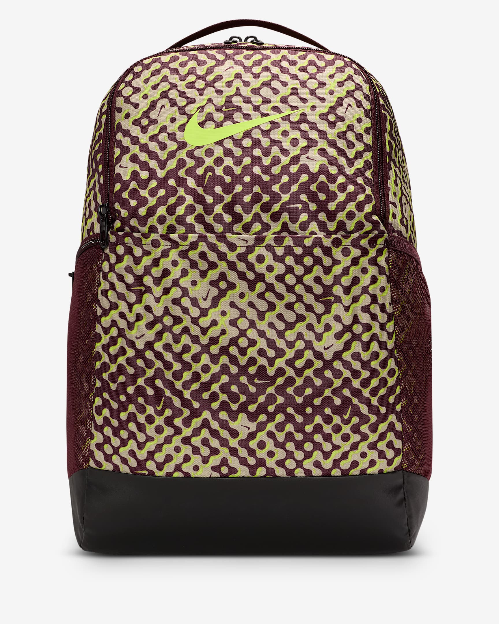 Nike Brasilia 9.5 Training Backpack (Medium, 24L) - Burgundy Crush/Black/Volt