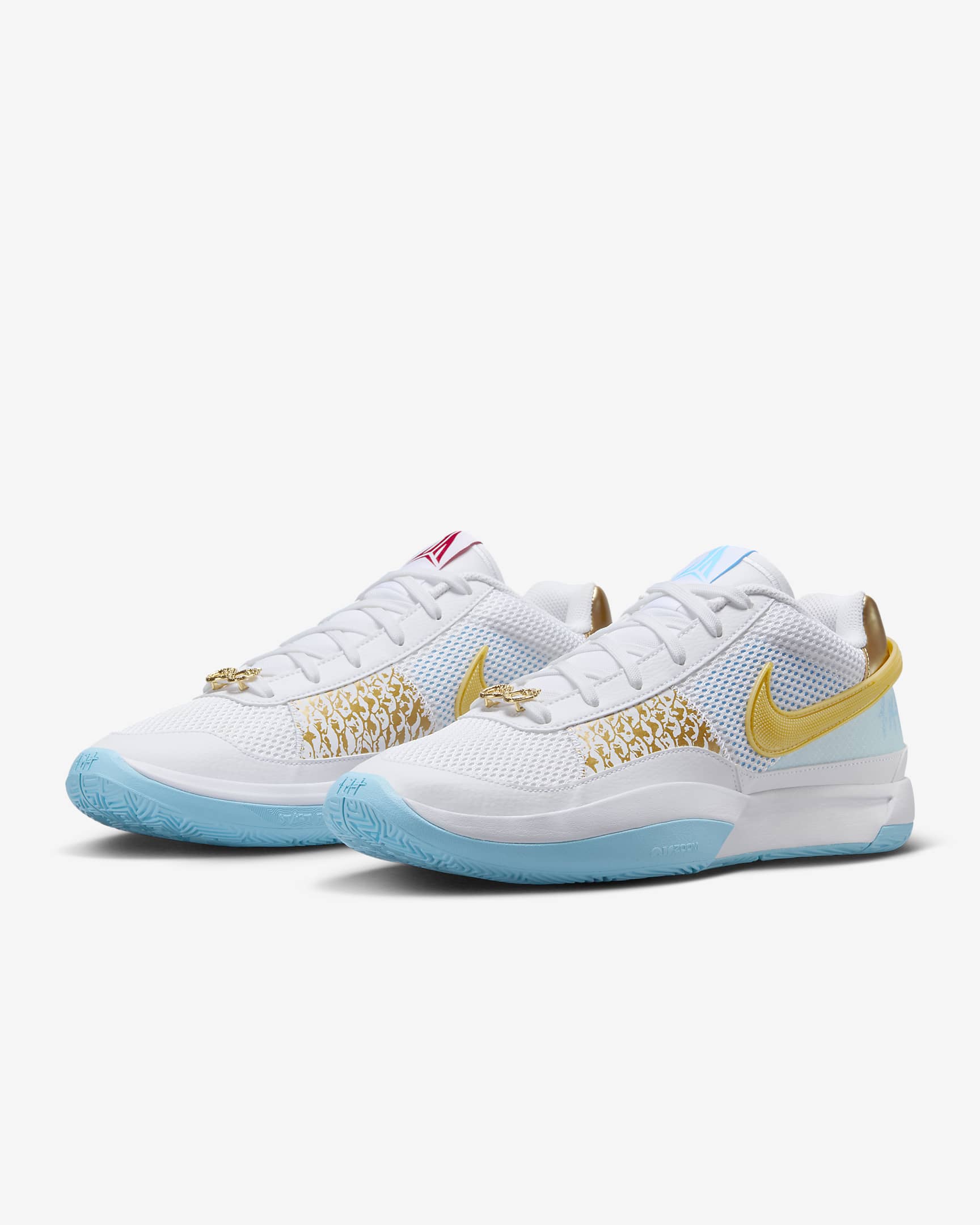 Ja 1 "Lunar New Year" Basketball Shoes - White/Aquarius Blue/Glacier Blue/Metallic Gold