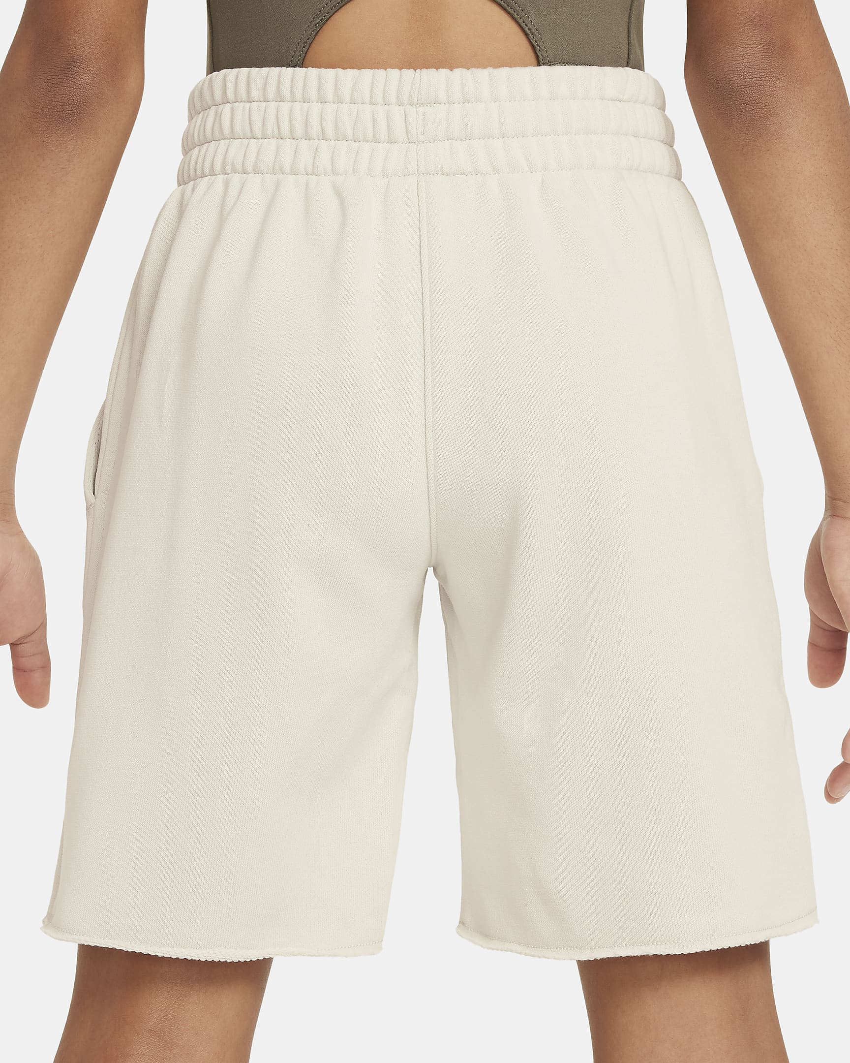 Nike Sportswear Dri-FIT fleeceshorts til store barn (jente) - Light Bone