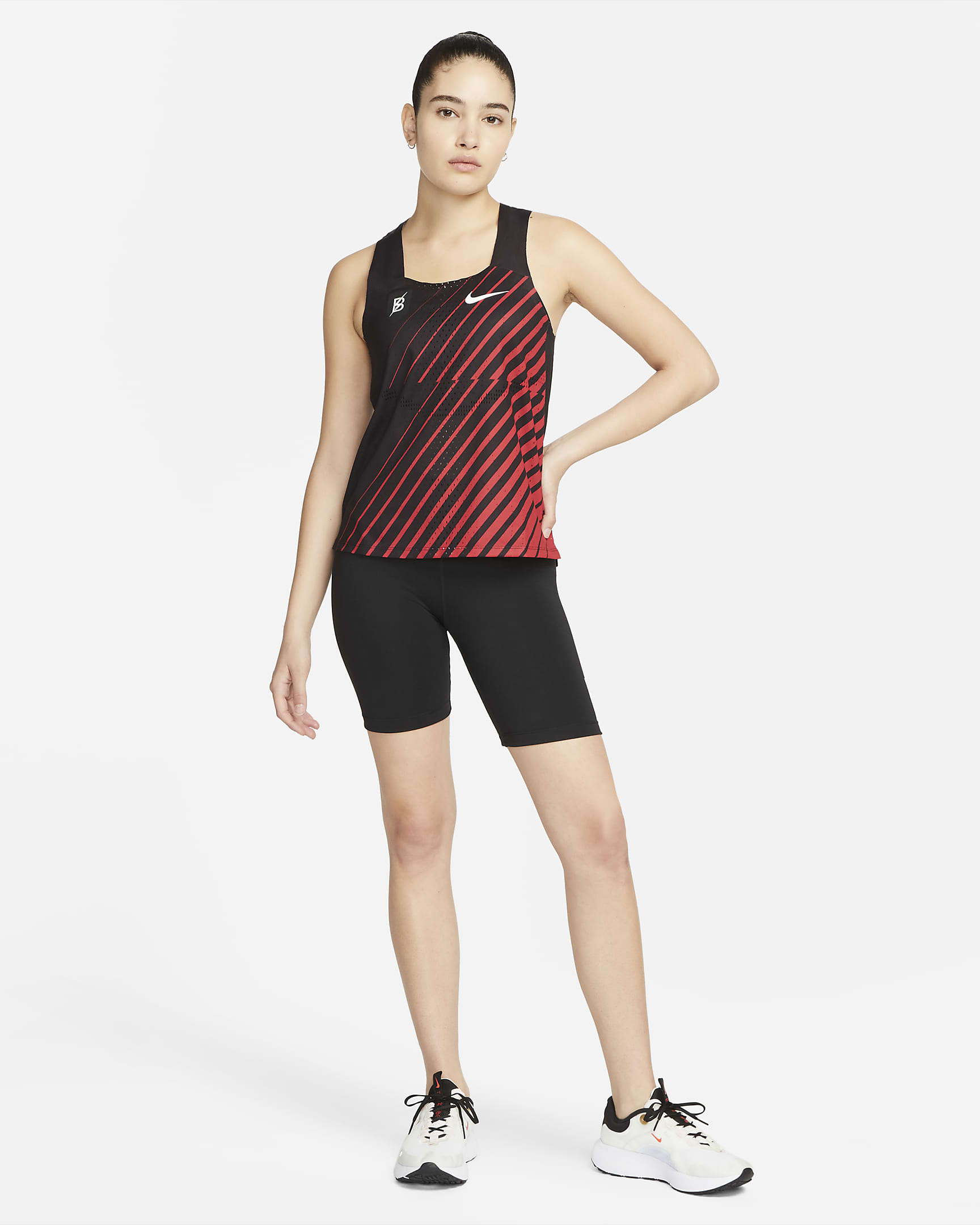 Nike Dri-FIT ADV AeroSwift Bowerman Track Club Women's Running Singlet - Black/Gym Red/White