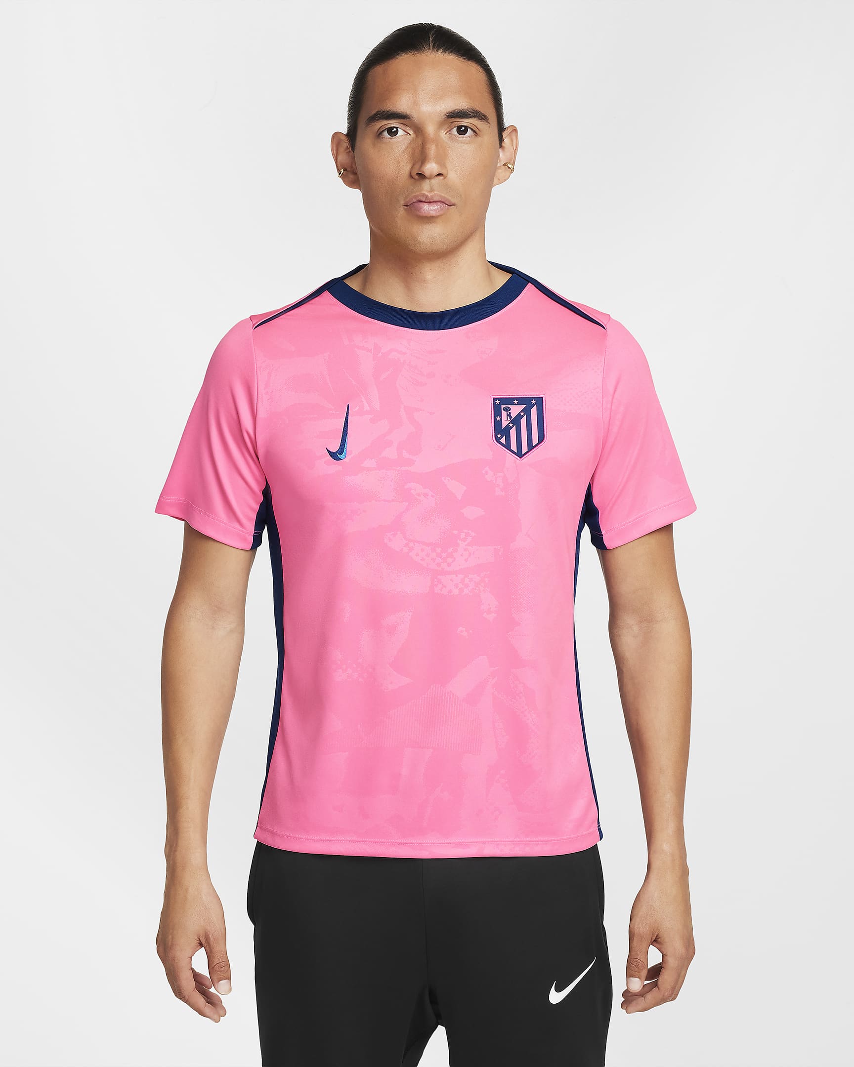 Maglia da calcio pre-partita Nike Dri-FIT Atlético de Madrid Academy Pro da uomo – Terza - Pink Glow/Blue Void/Blue Void