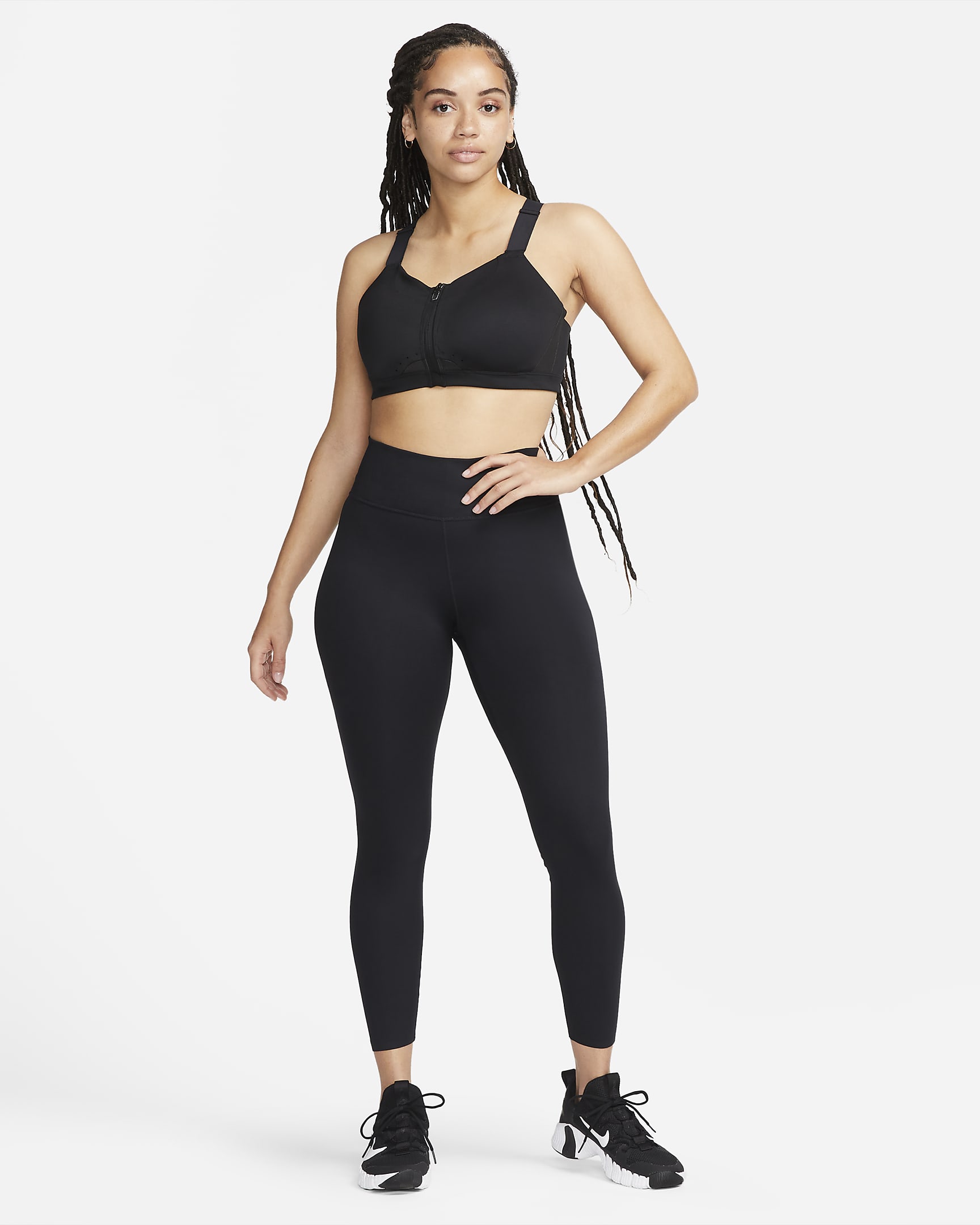 Brassière de sport rembourrée à maintien supérieur avec zip avant Nike Alpha pour femme - Noir/Noir/Dark Smoke Grey/Dark Smoke Grey