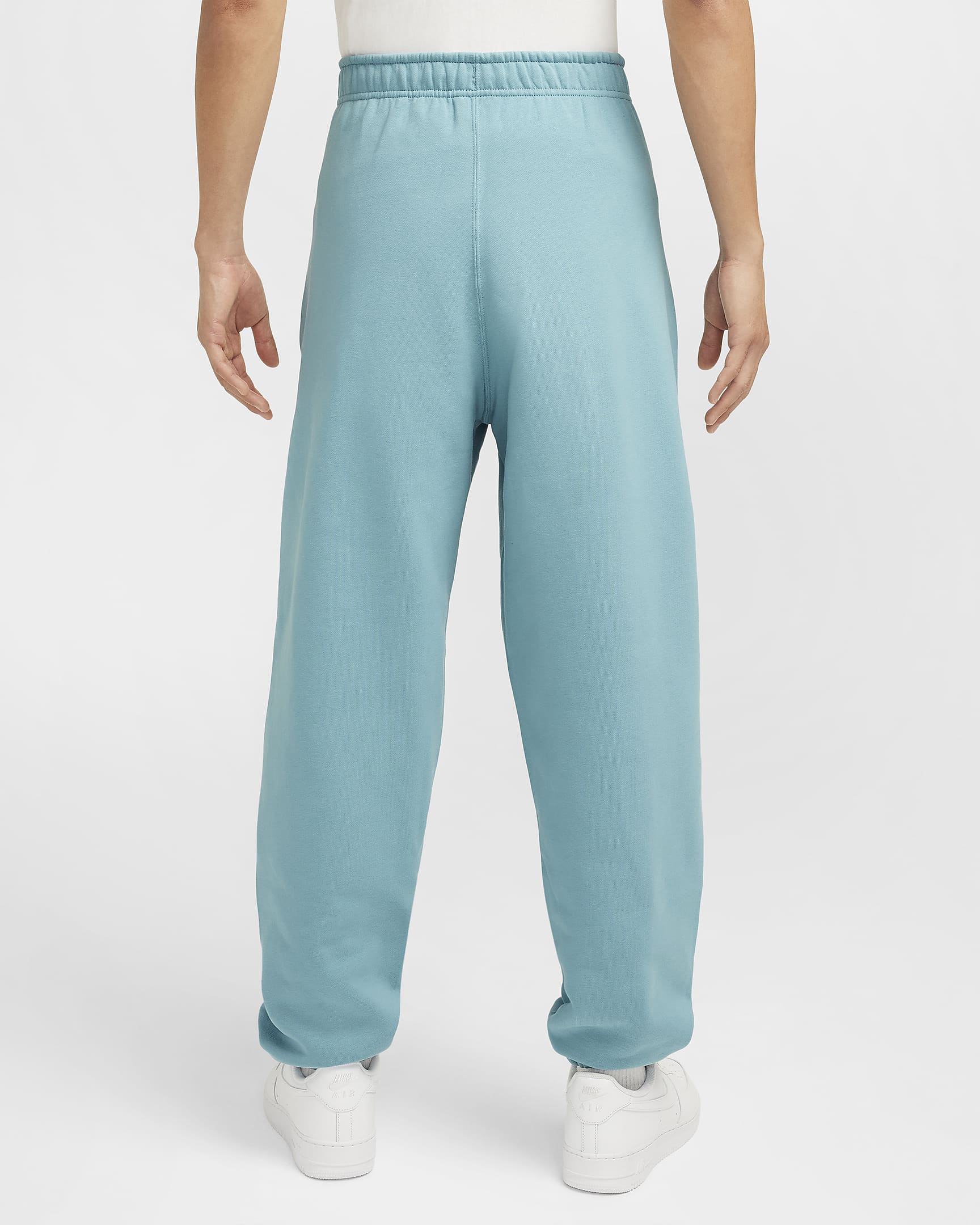 Nike Solo Swoosh Men's Fleece Trousers - Denim Turquoise/White