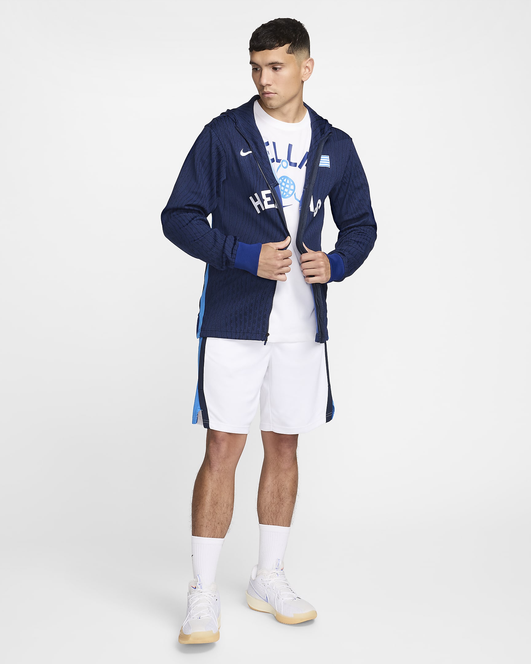 Greece Men's Nike Dri-FIT ADV Basketball Game Jacket - Obsidian/Light Photo Blue/White