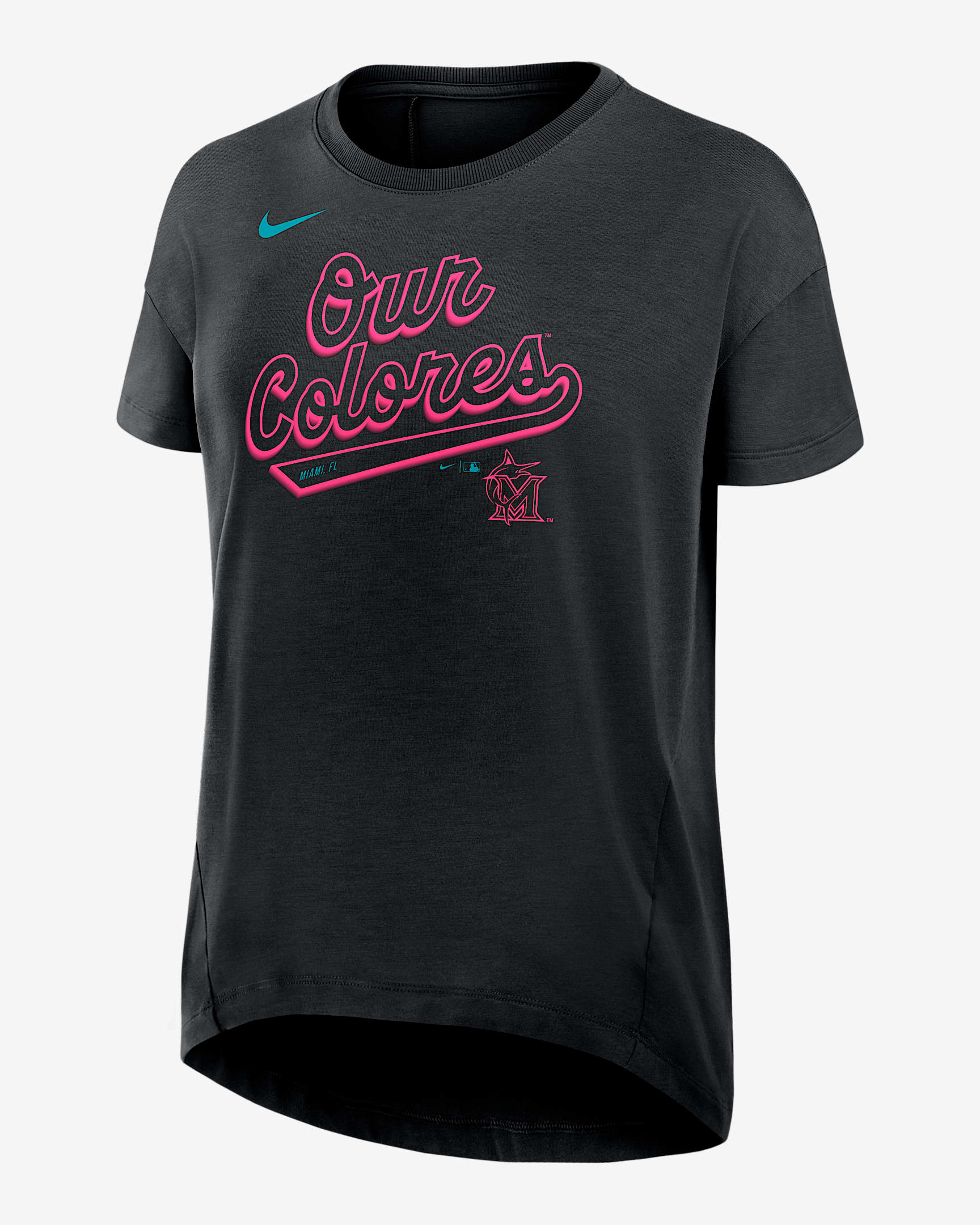 Playera Nike Dri-FIT de la MLB para mujer Miami Marlins City Connect Flowy - Negro