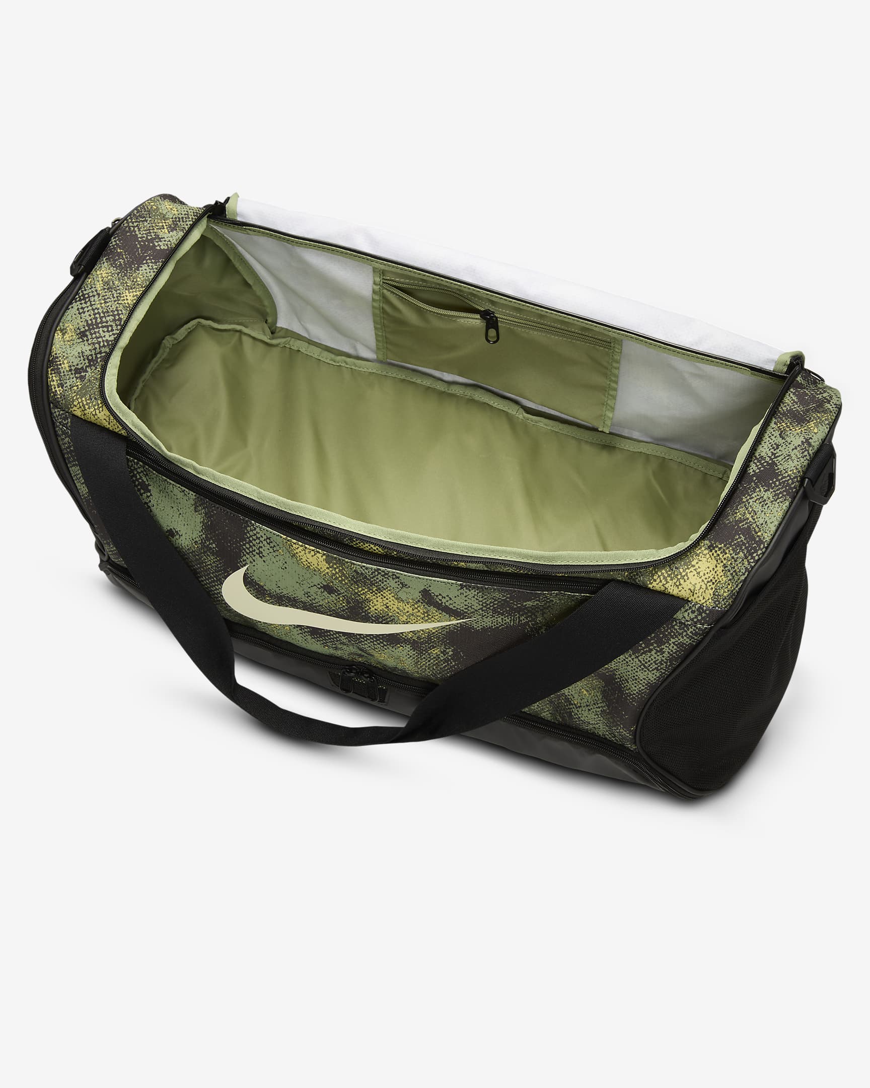 Sac de sport Nike Brasilia (taille moyenne, 60 L) - Oil Green/Noir/Coconut Milk