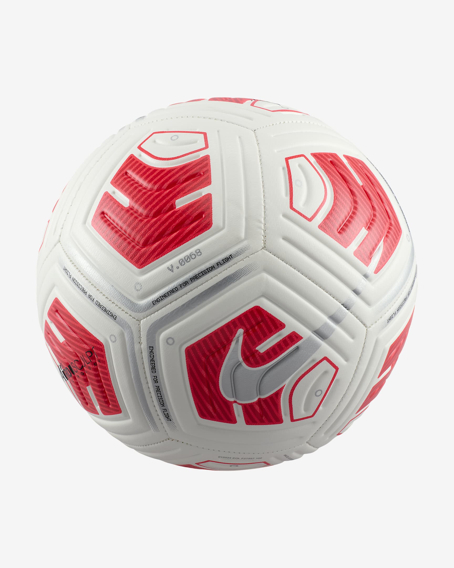 Nike Strike Soccer Ball - Blanc/Carmesí brillant/Platejat