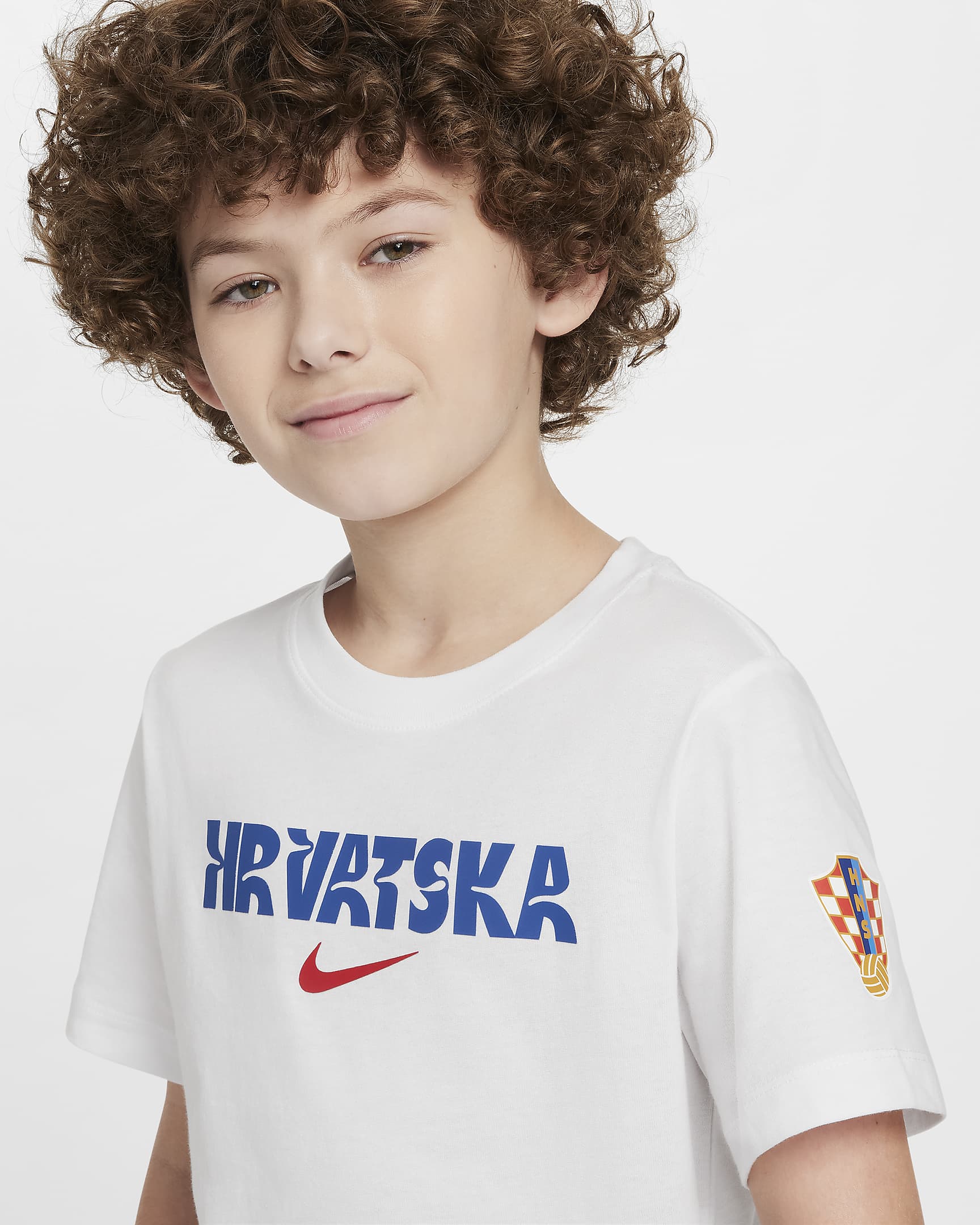 Croatia Crest Older Kids' Nike Football T-Shirt - White/University Red