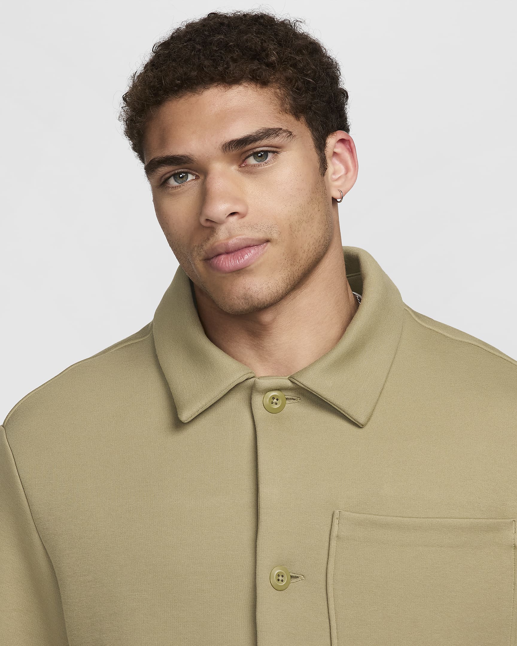 Nike Tech Men's Fleece Shacket - Neutral Olive/Neutral Olive