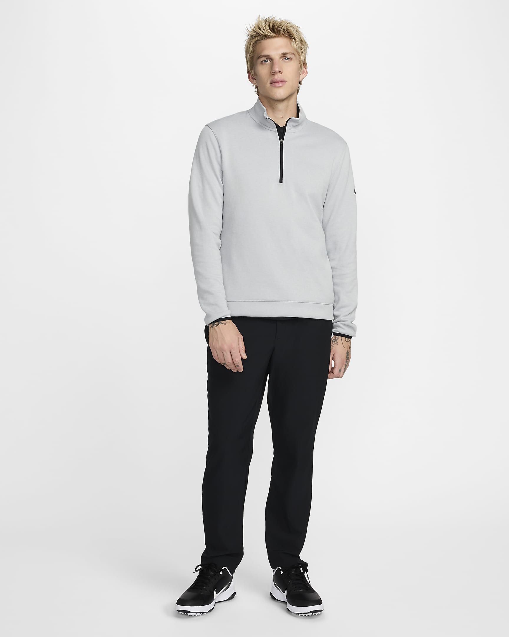 Nike Tour Parte de arriba de golf con media cremallera - Hombre - Light Smoke Grey/Negro