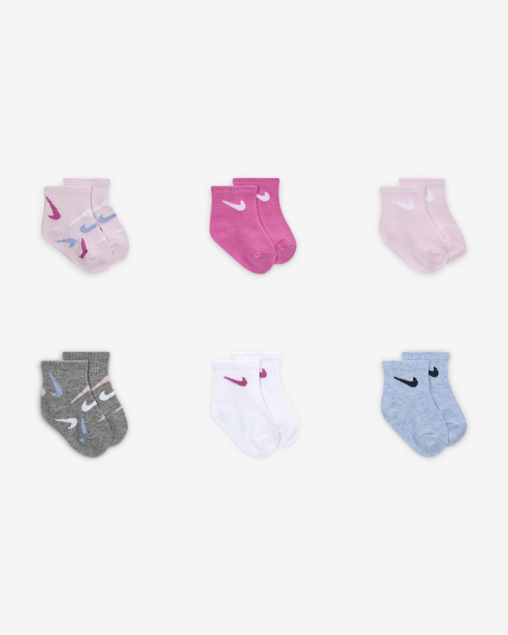 Nike Swooshfetti Baby (12-24m) Ankle Socks (6 Pairs). Nike Jp