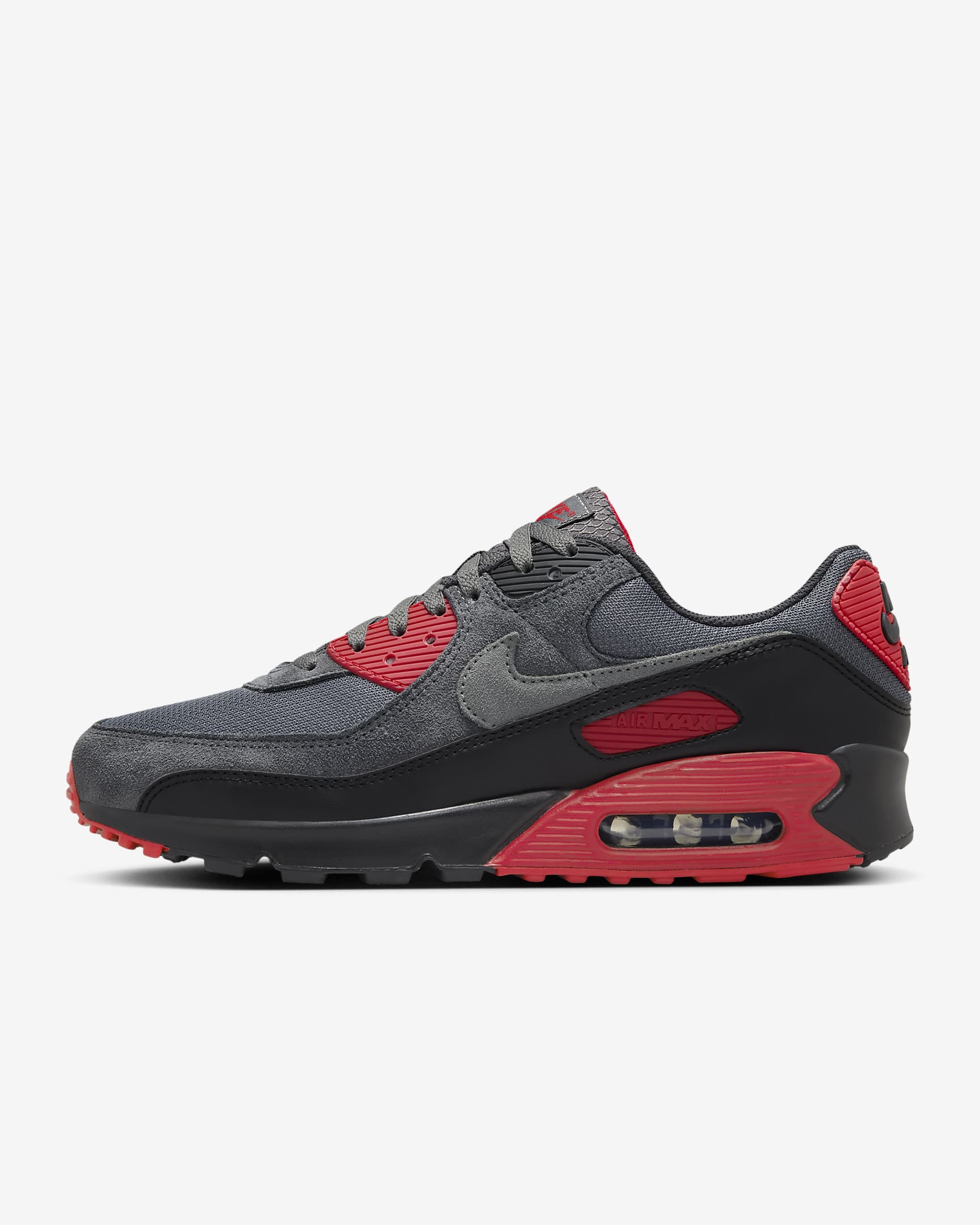 Calzado para hombre Nike Air Max 90 - Negro/Gris hierro/Rojo pasión/Gris humo