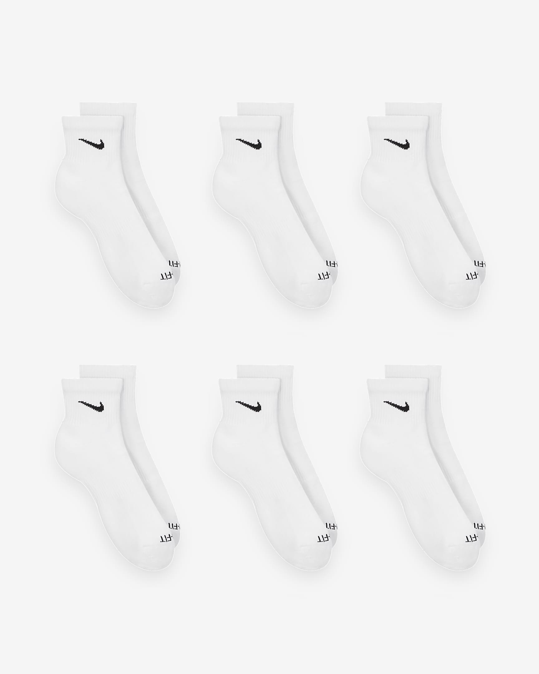 Nike Everyday Plus Cushioned Training Ankle Socks (6 Pairs) - White/Black