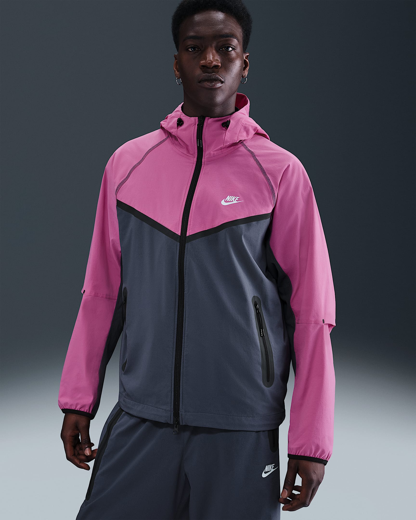 Nike Tech Dokuma Erkek Ceketi - Thunder Blue/Cosmic Fuchsia/Siyah