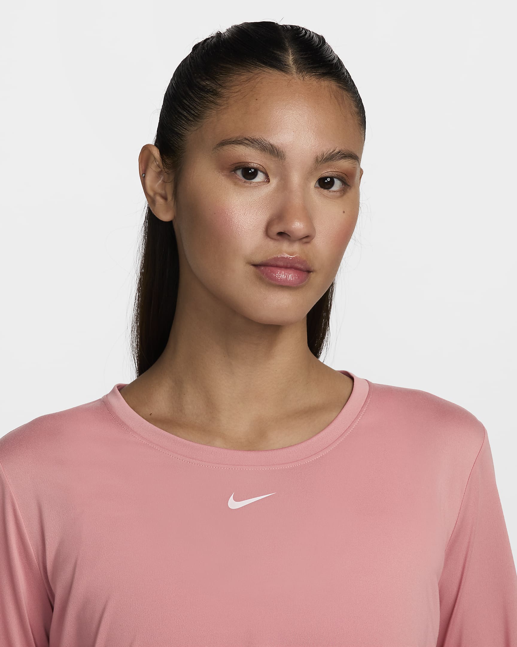 Nike Dri-FIT One Women's Standard Fit Long-Sleeve Top - Red Stardust/White