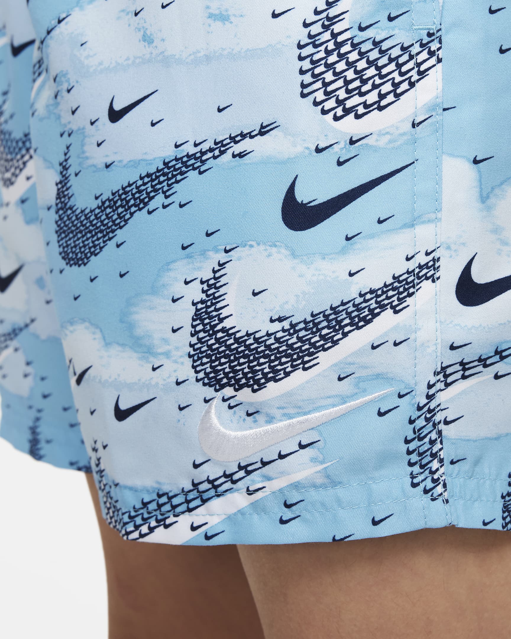 Nike Swim Flock Big Kids' (Boys') 4" Volley Shorts - Aquarius Blue