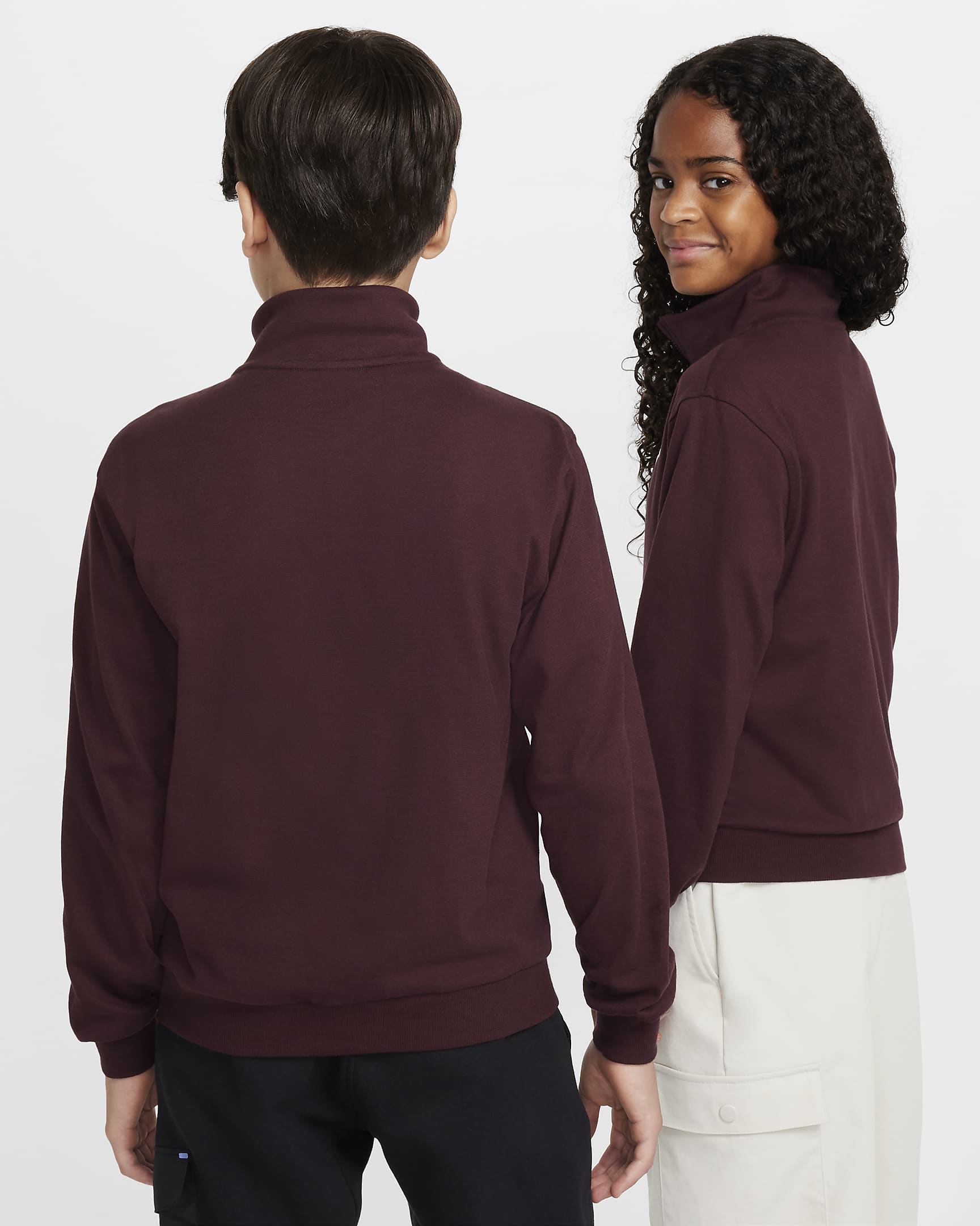 Nike Sportswear Club Older Kids' Full-Zip Knit Jacket - Burgundy Crush/Burgundy Crush/White