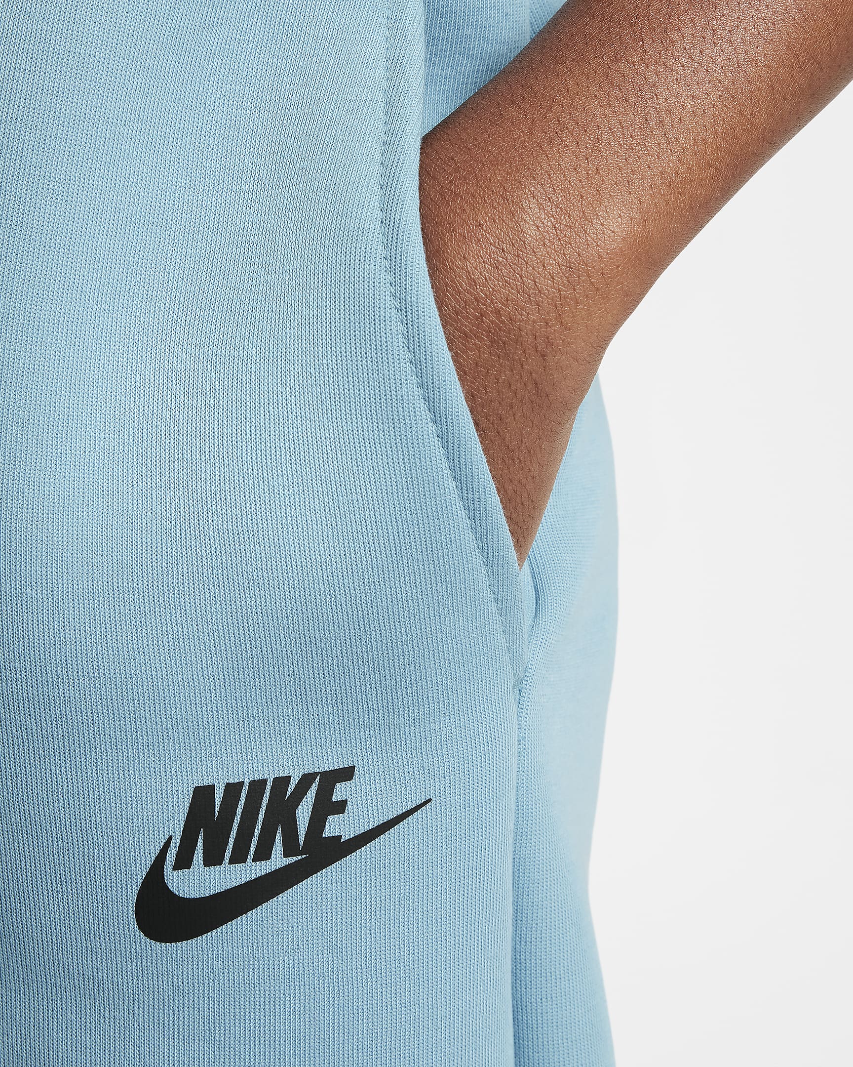 Nike Tech Fleece Older Kids' (Boys') Shorts - Denim Turquoise/Black/Black