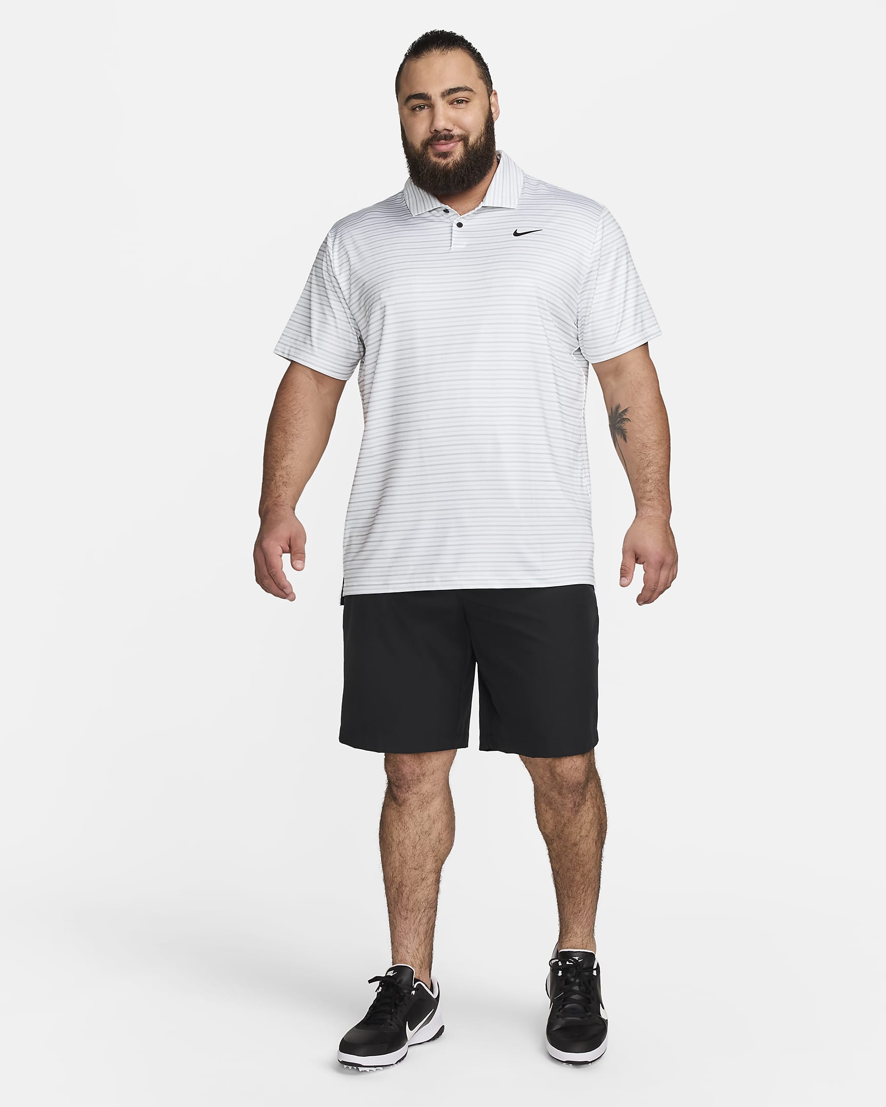 Polo de golf a rayas Dri-FIT para hombre Nike Tour - Blanco/Negro