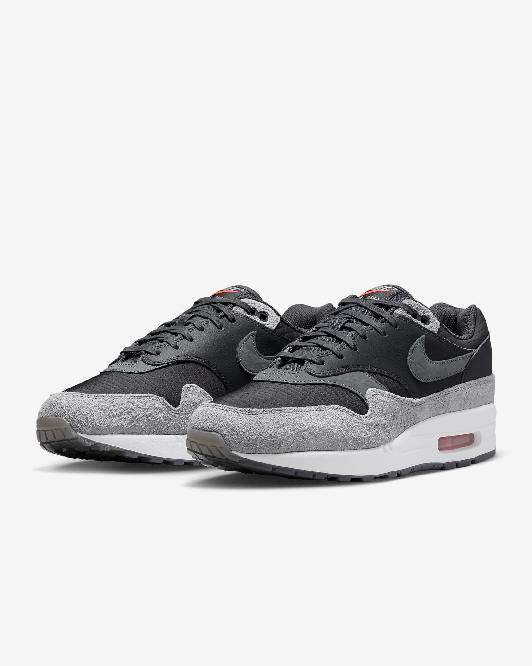 Tenis Nike Air Max 1 Premium - Gris humo oscuro/Carmesí flash/Blanco cumbre/Gris humo