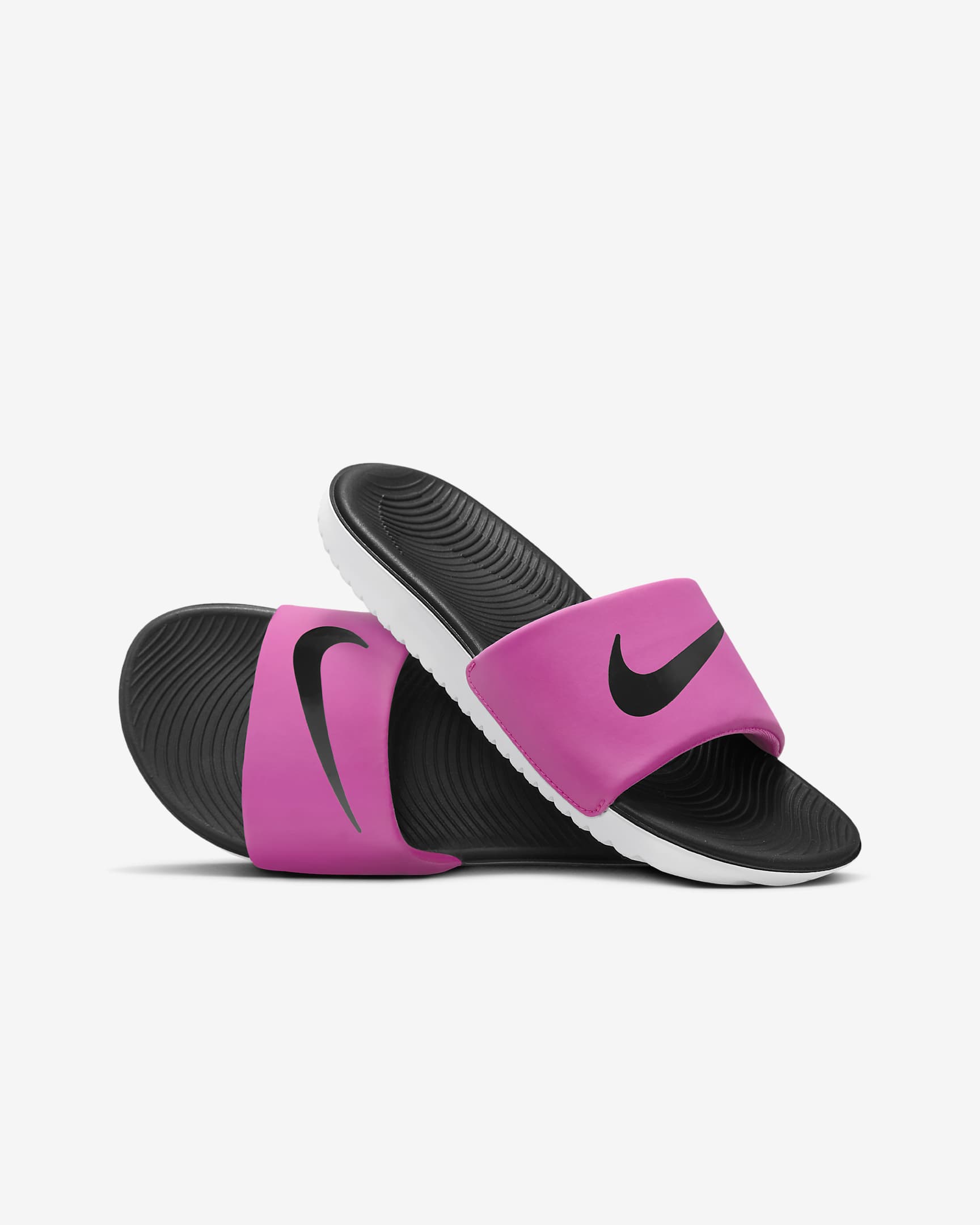 Claquette Nike Kawa pour enfant/ado - Laser Fuchsia/Blanc/Noir