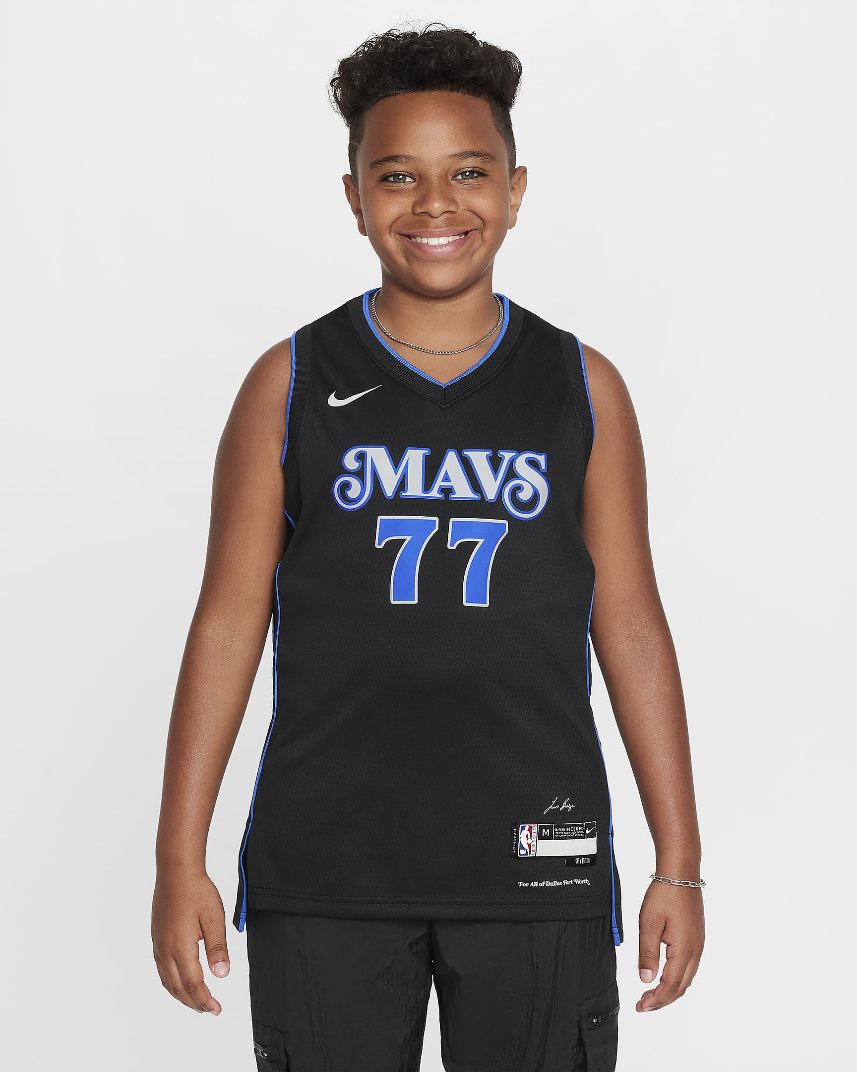 Luka Dončić Dallas Mavericks 2023/24 City Edition Nike Dri-FIT NBA Swingman Trikot (ältere Kinder) - Schwarz