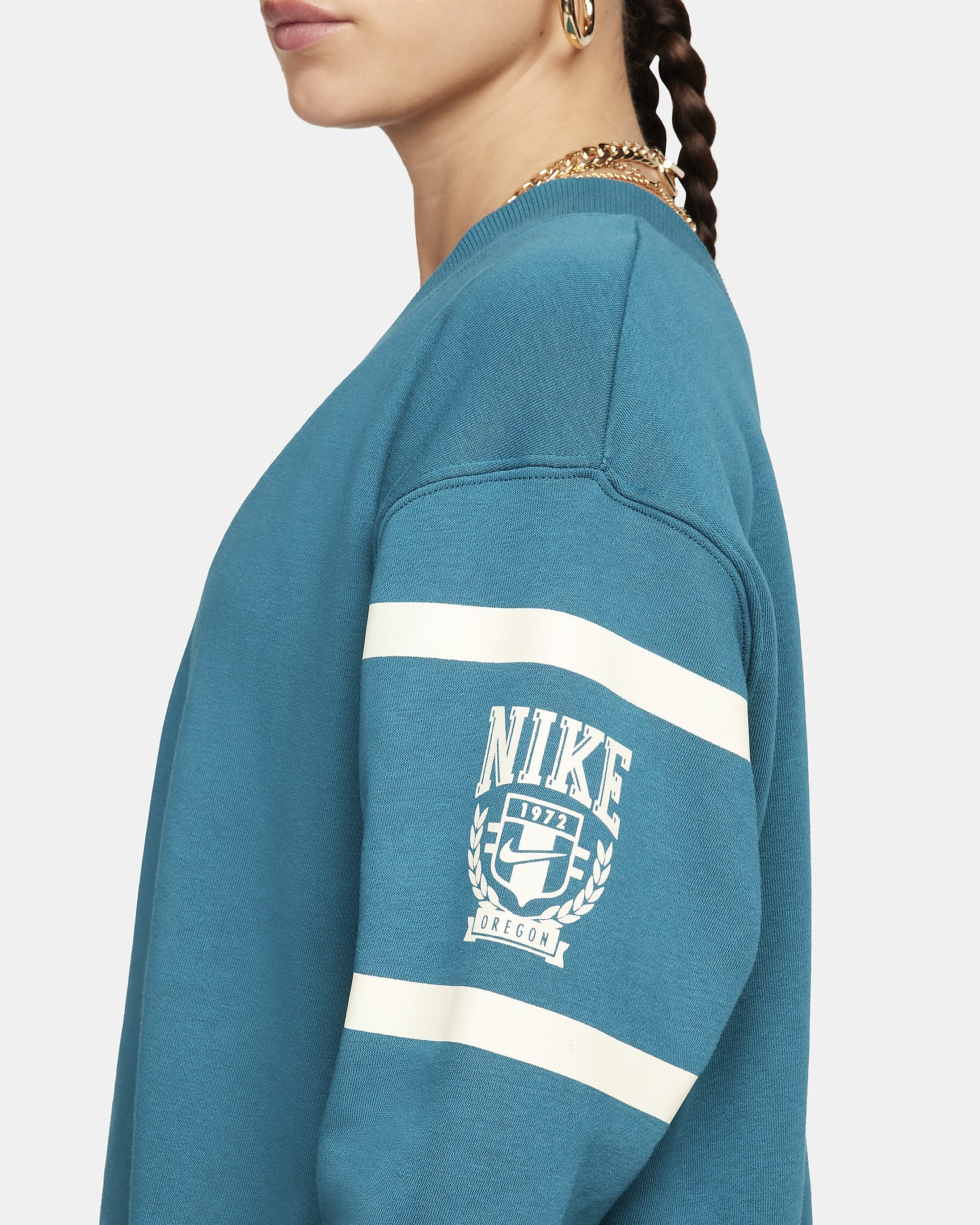 Nike Sportswear Phoenix Fleece sweatshirt med V-hals til dame - Geode Teal