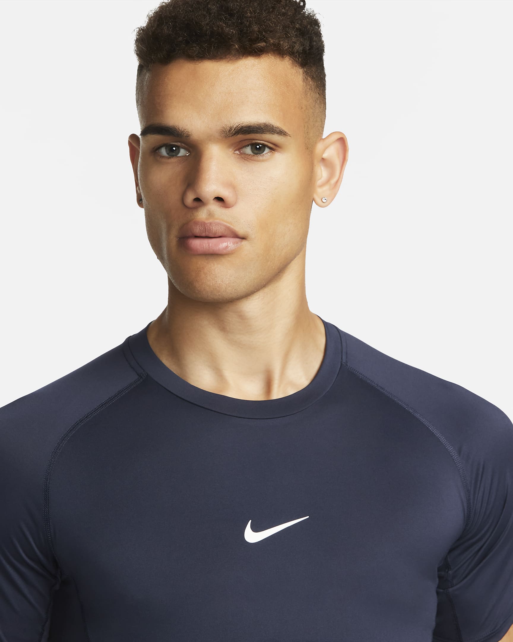 Nike Pro Dri-FIT strakke fitnesstop met korte mouwen voor heren - Obsidian/Wit