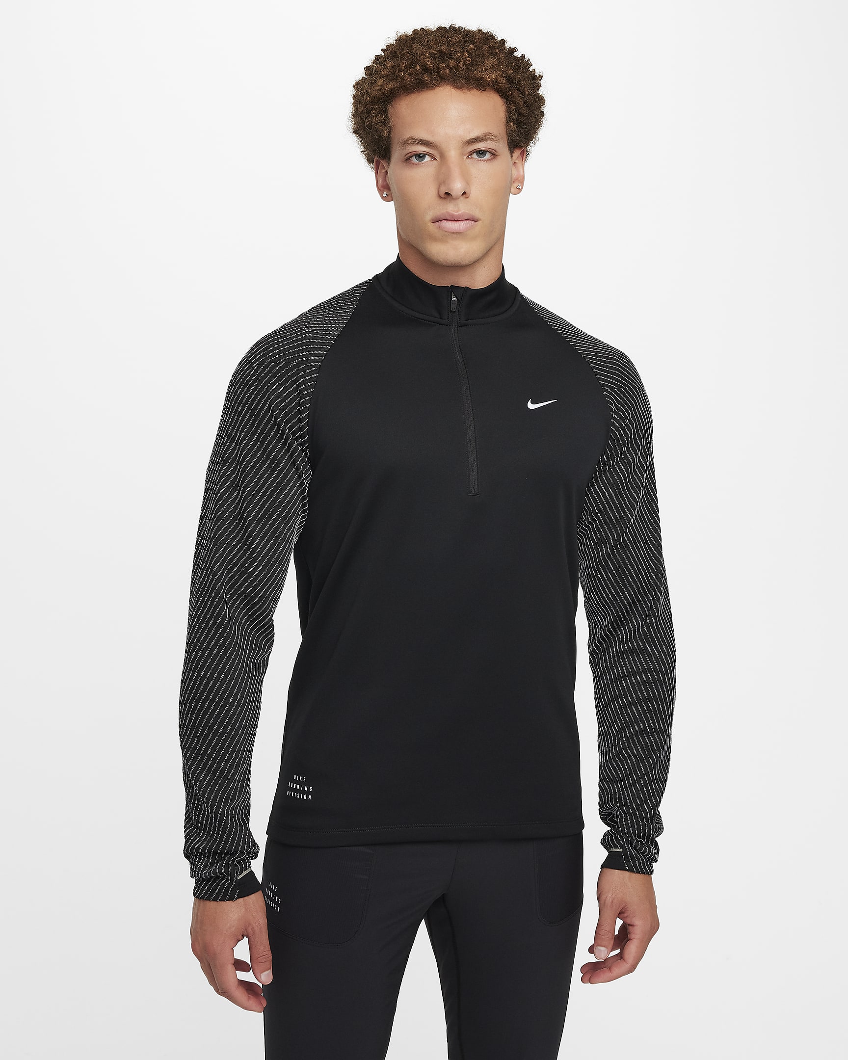 Nike Element Running Division Dri-FIT-løbetop med 1/2 lynlås til mænd - sort