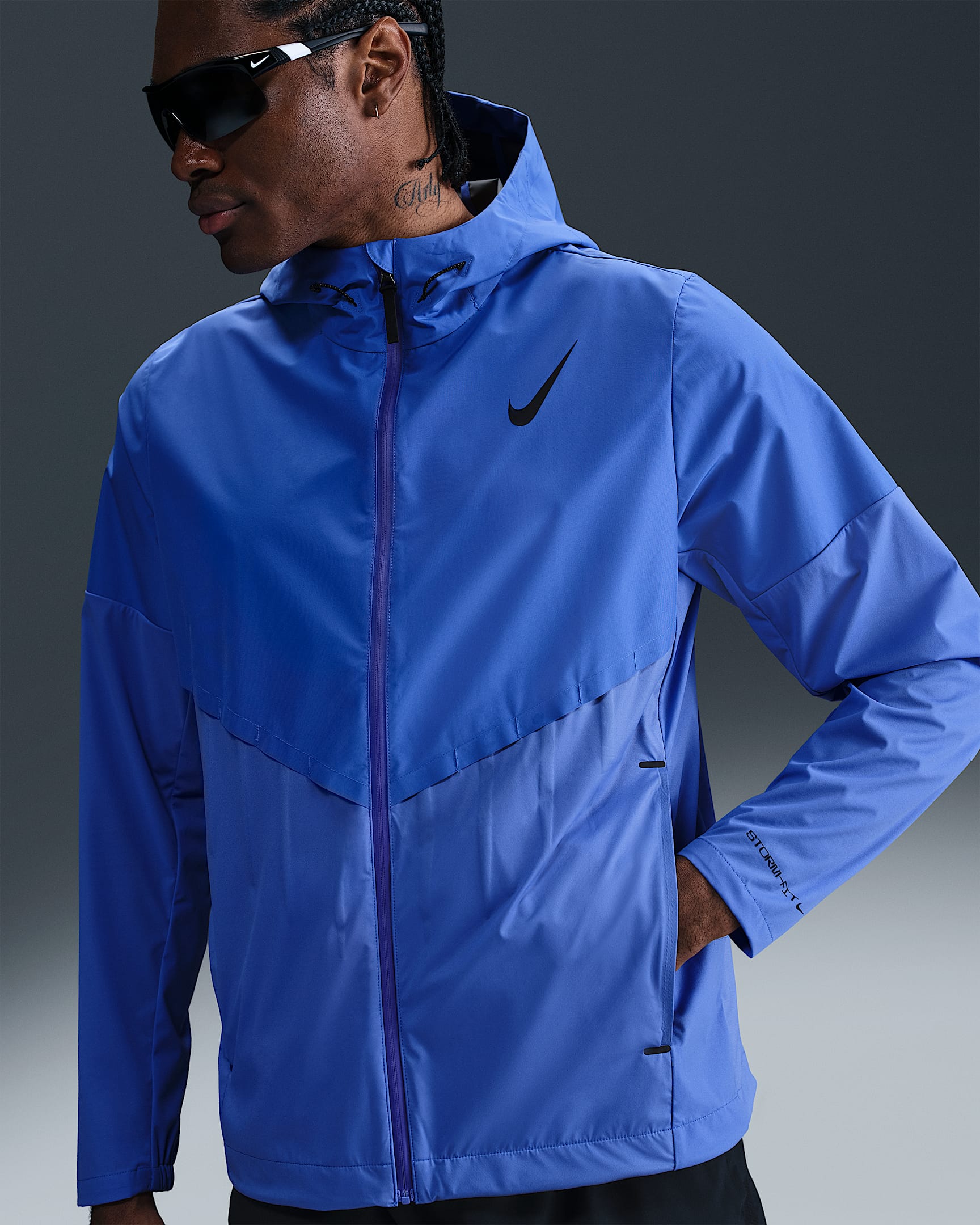 Nike AeroSwift Storm-FIT Aerogami hardloopjack voor heren - Comet Blue/Zwart