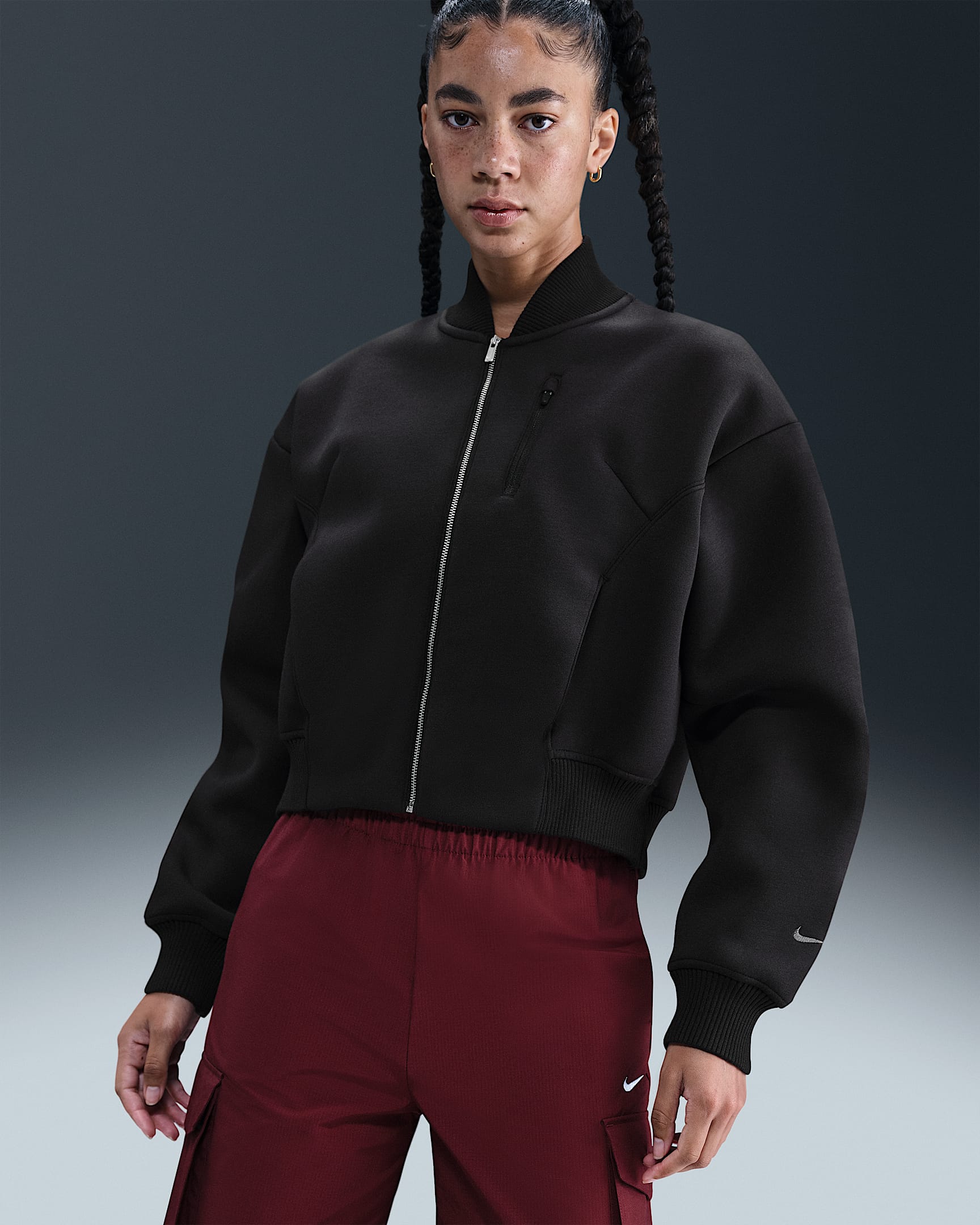 Nike Sportswear Modern Fleece Women's Oversize Destroyer Jacket - Black/Anthracite