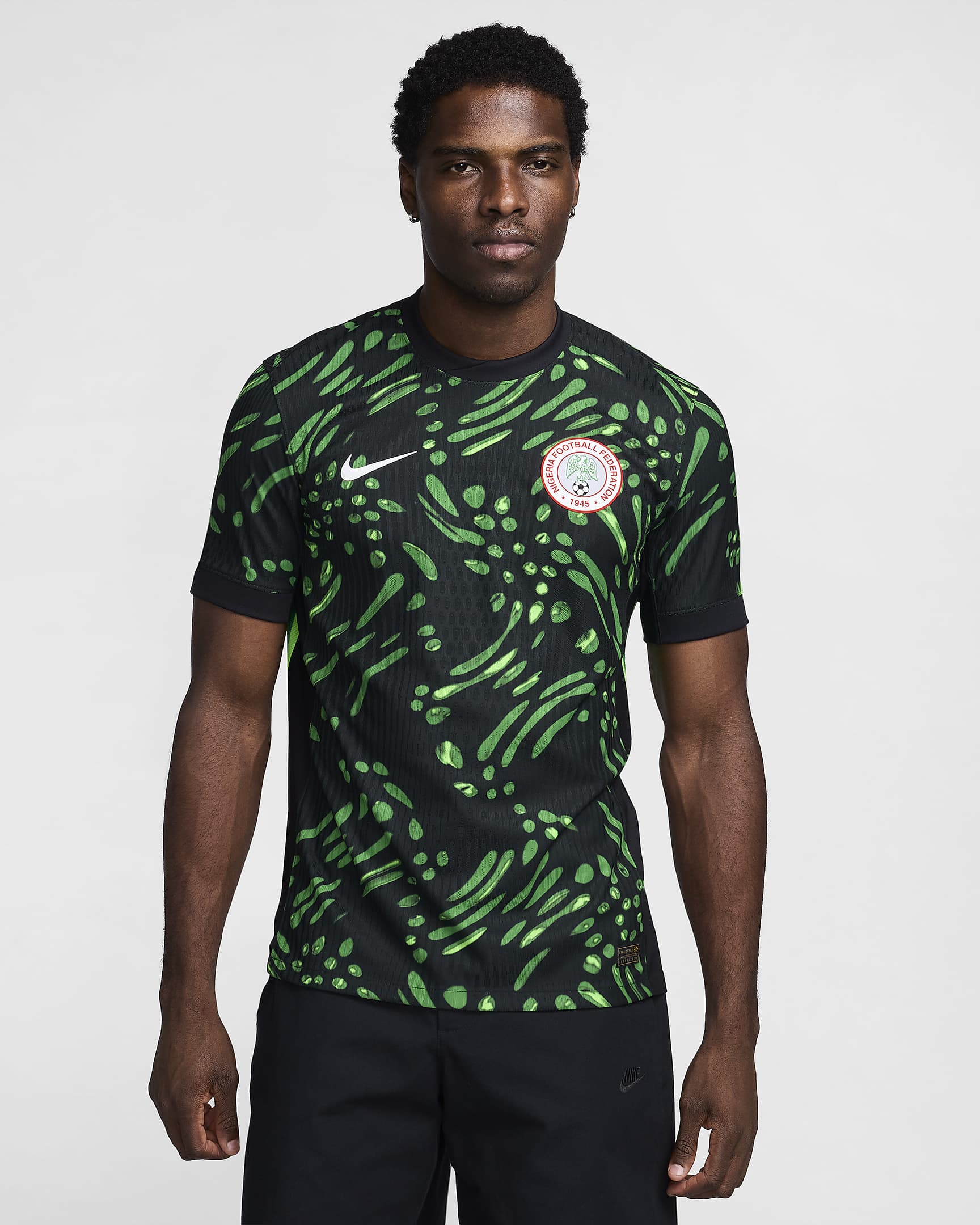 Nigeria 2024 Match (bortedrakt) Nike Dri-FIT ADV autentisk fotballdrakt til herre - Svart/Lucky Green/Hvit