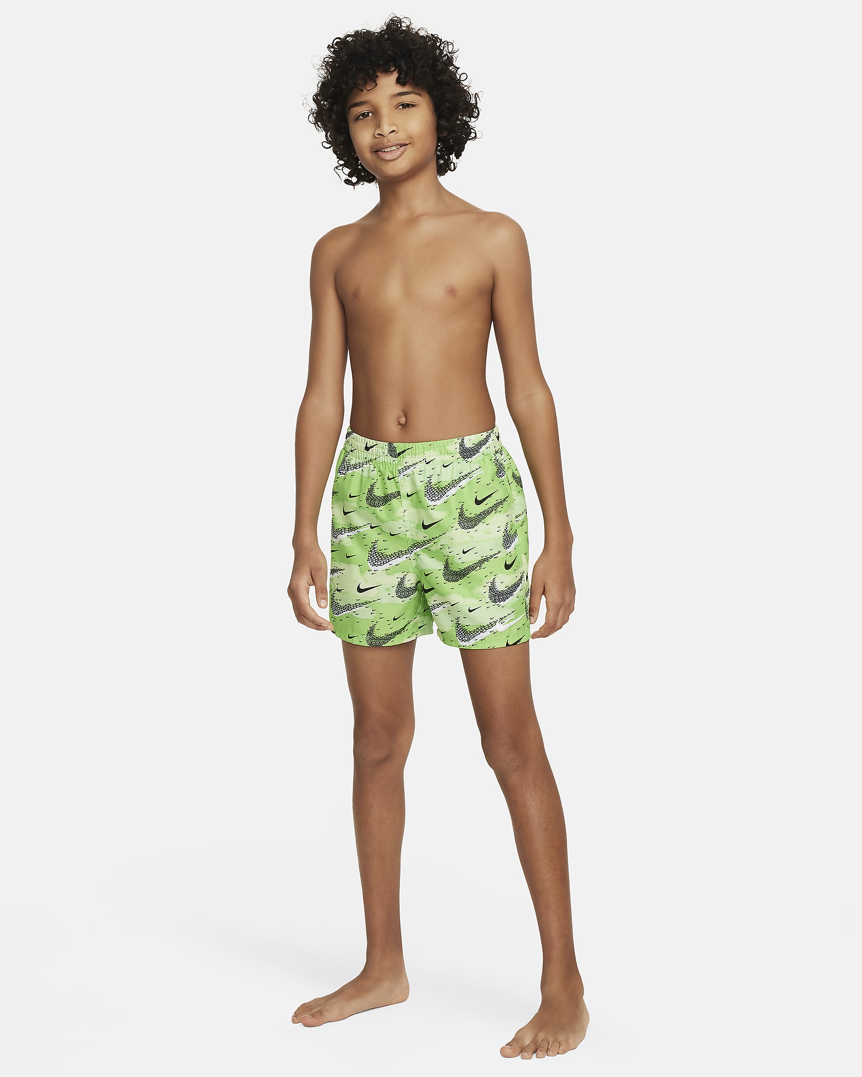 Nike Swim Flock Big Kids' (Boys') 4" Volley Shorts - Action Green