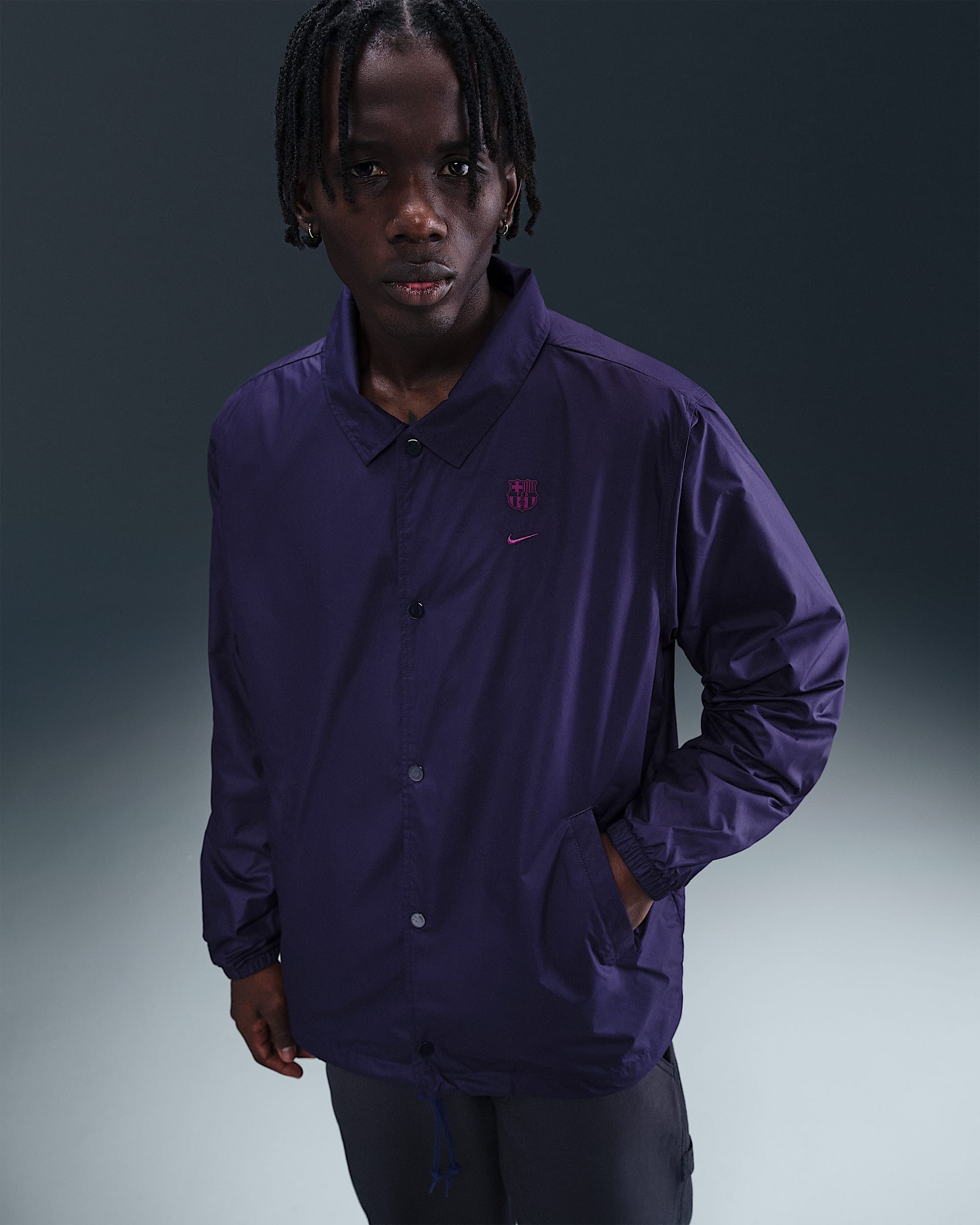 F.C. Barcelona Club Men's Nike Football Coaches' Jacket - Imperial Purple/Bright Grape