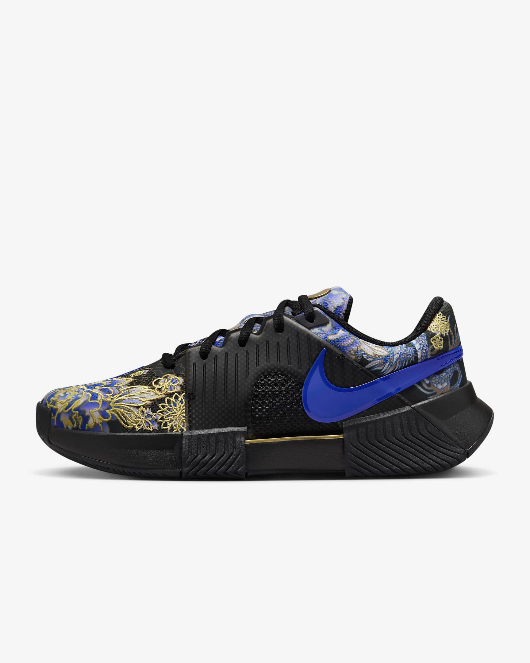 Tenis de tenis para cancha dura para mujer Nike GP Challenge 1 "Naomi Osaka" Premium - Negro/Carmesí brillante/Oro metalizado/Azul carrera