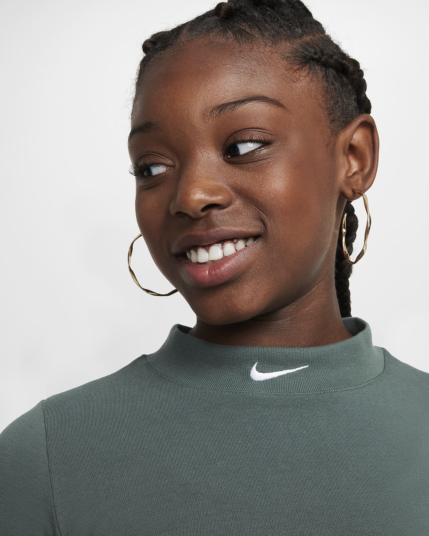 Nike Sportswear Girls' Long-Sleeve Top - Vintage Green/White