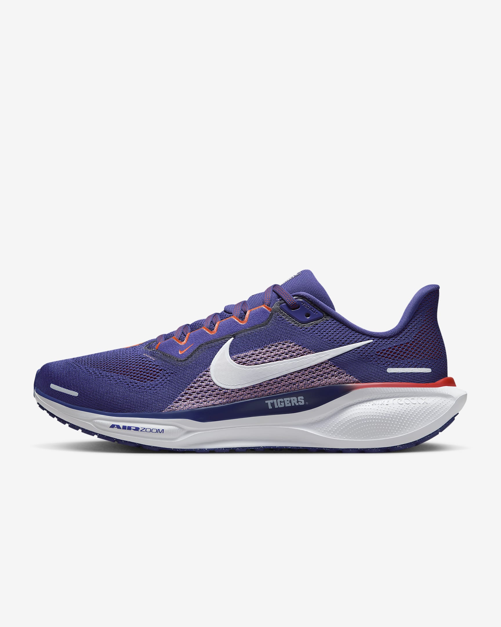 Tenis de correr en pavimento universitarios Nike para hombre Clemson Pegasus 41 - Orquídea nuevo/Blanco/Naranja universitario/Blanco